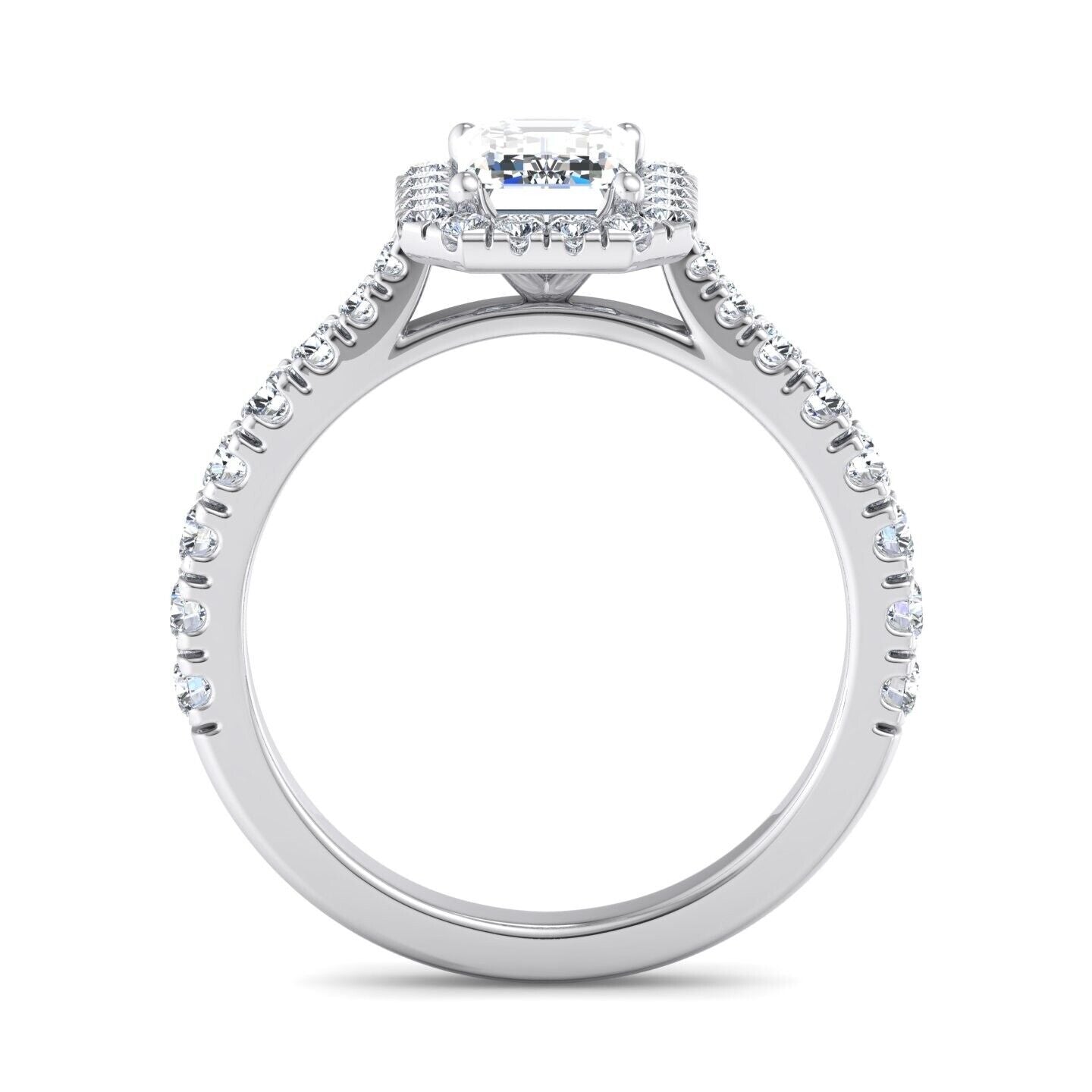 Real 14k White Gold IGI Certified 1.25CT Lab Created VS Diamond Ring Emerald Cut - GoldenLinQ