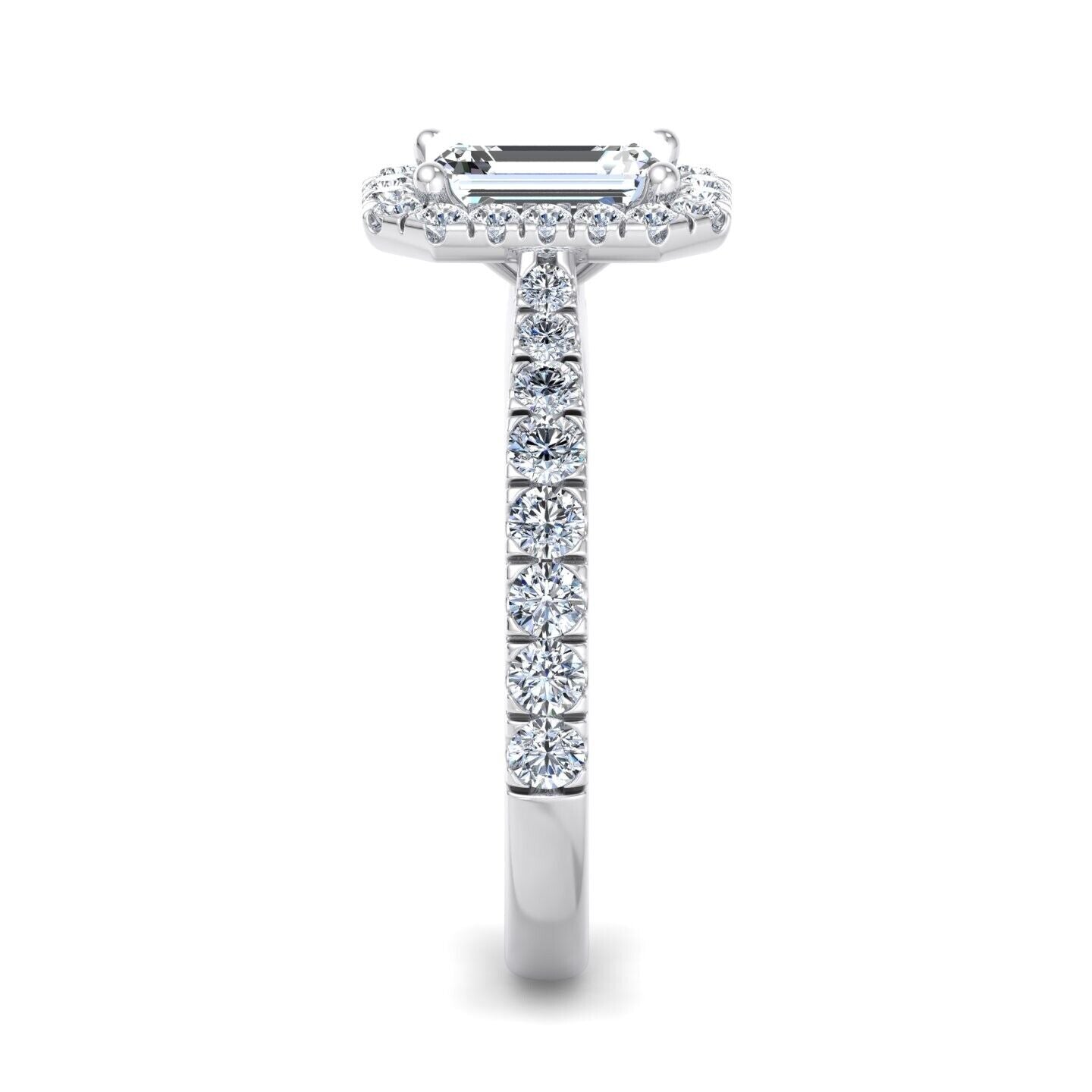Real 14k White Gold IGI Certified 1.25CT Lab Created VS Diamond Ring Emerald Cut - GoldenLinQ