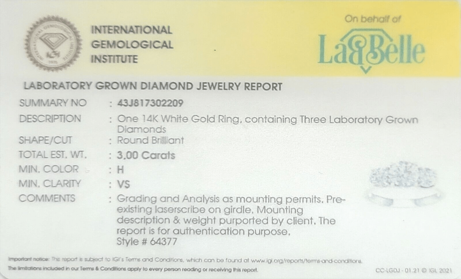 Real 14k White Gold IGI Certified 3 Diamond Ring 3CT Lab Grown Round VS Clarity - GoldenlinQ