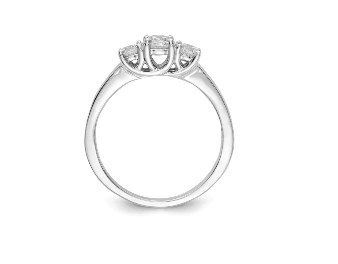 Real 14k White Gold IGI Certified 3 Diamond Ring 3CT Lab Grown Round VS Clarity - GoldenlinQ