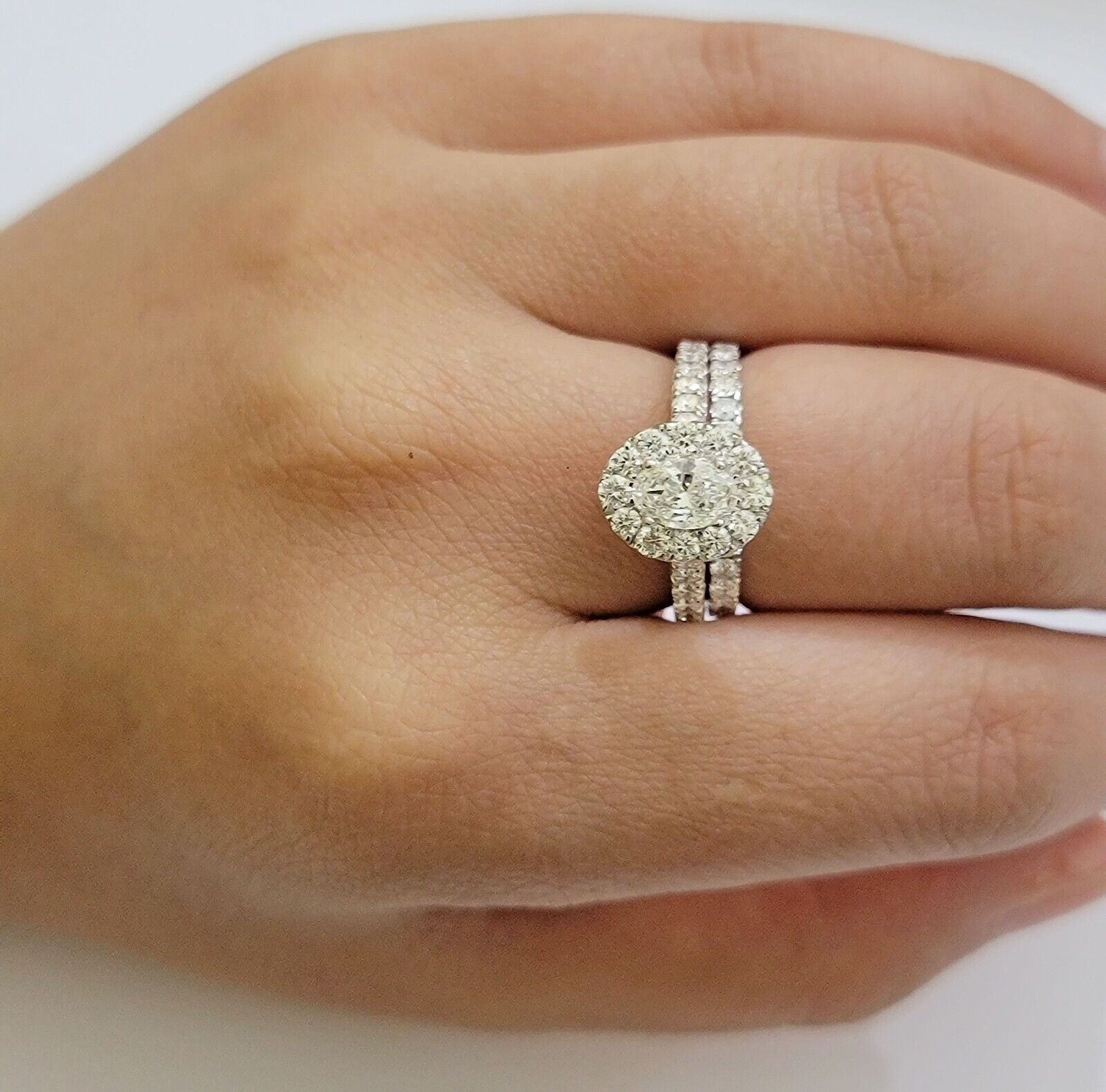 Real 14k White Gold Ring 2CT Diamond Engagement Wedding SET Ladies Women Genuine - GoldenlinQ