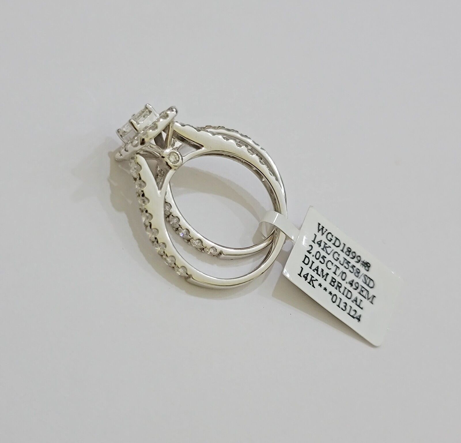 Real 14k White Gold Ring 2CT Diamonds Engagement Wedding Ladies Band SET , Women - GoldenlinQ