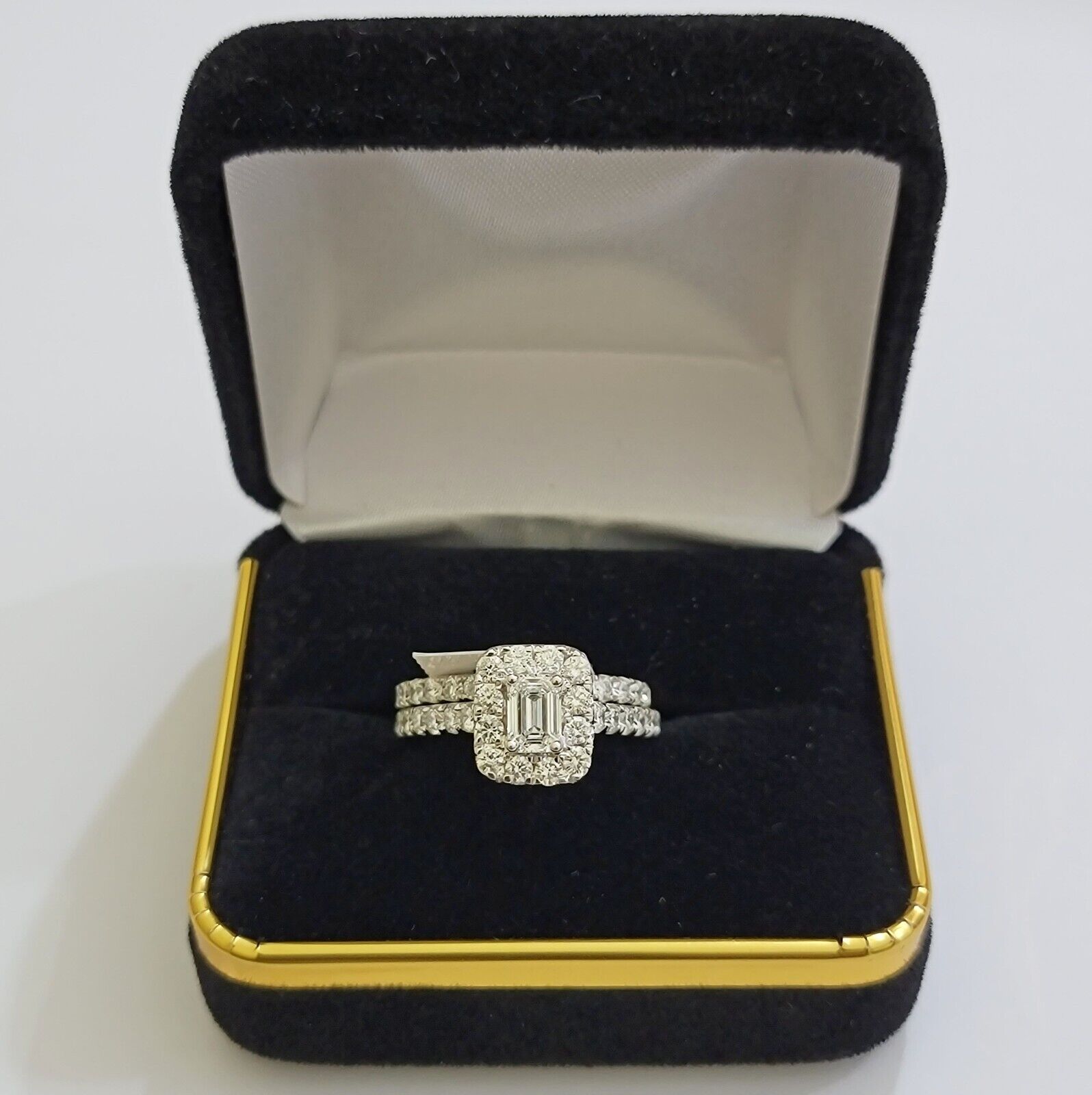 Real 14k White Gold Ring 2CT Diamonds Engagement Wedding Ladies Band SET , Women - GoldenlinQ