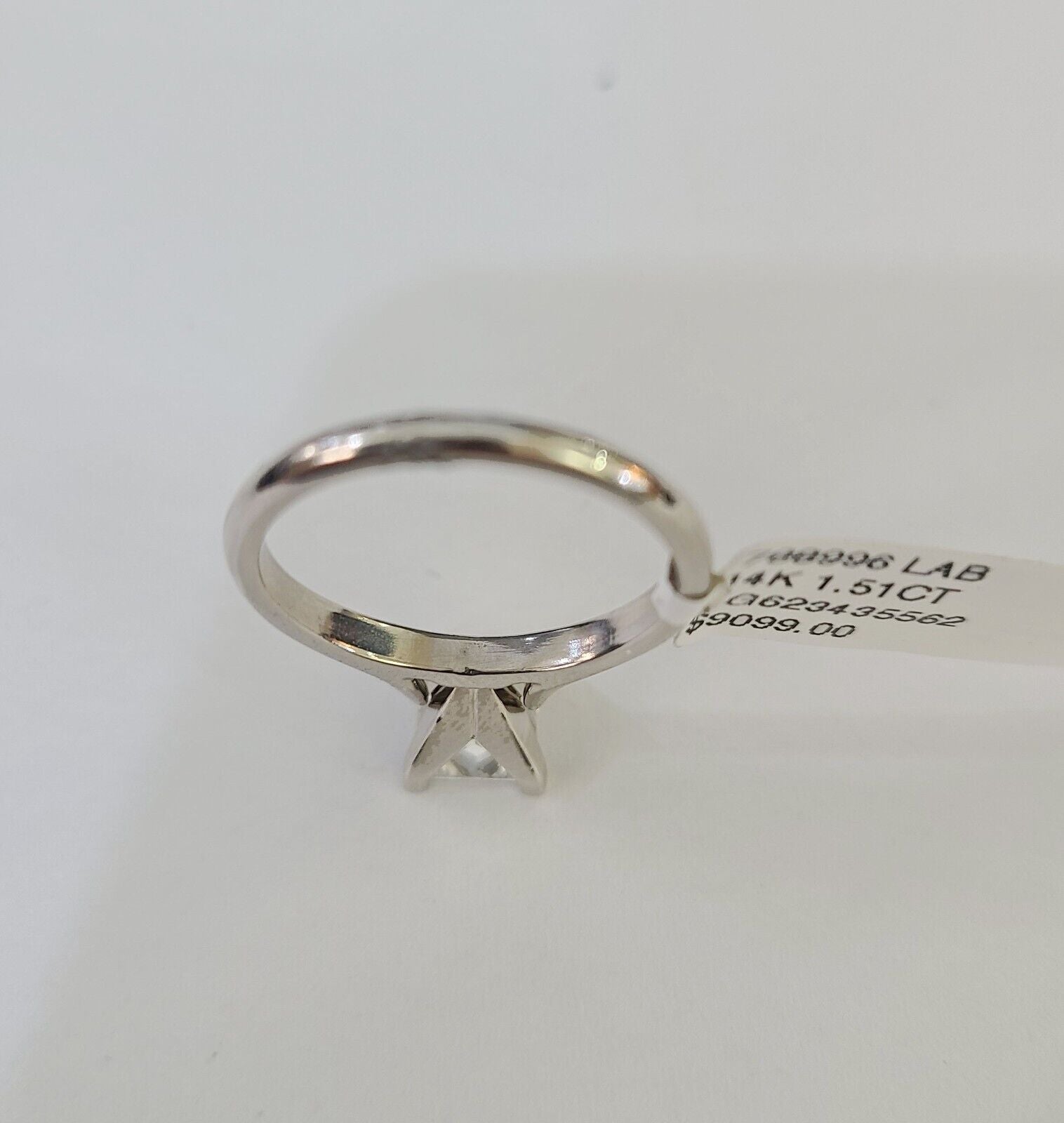 REAL 14k White Gold Square Diamond Ring Lab Created Ladies Wedding Engagement - GoldenlinQ