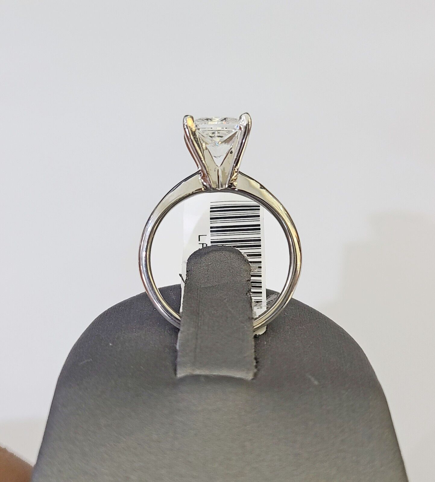 REAL 14k White Gold Square Diamond Ring Lab Created Ladies Wedding Engagement - GoldenlinQ