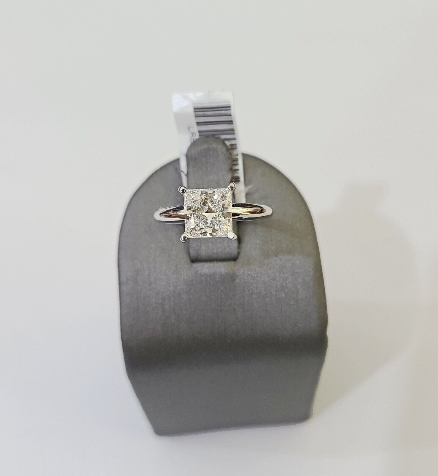 REAL 14k White Gold Square Diamond Ring Lab Created Ladies Wedding Engagement - GoldenlinQ