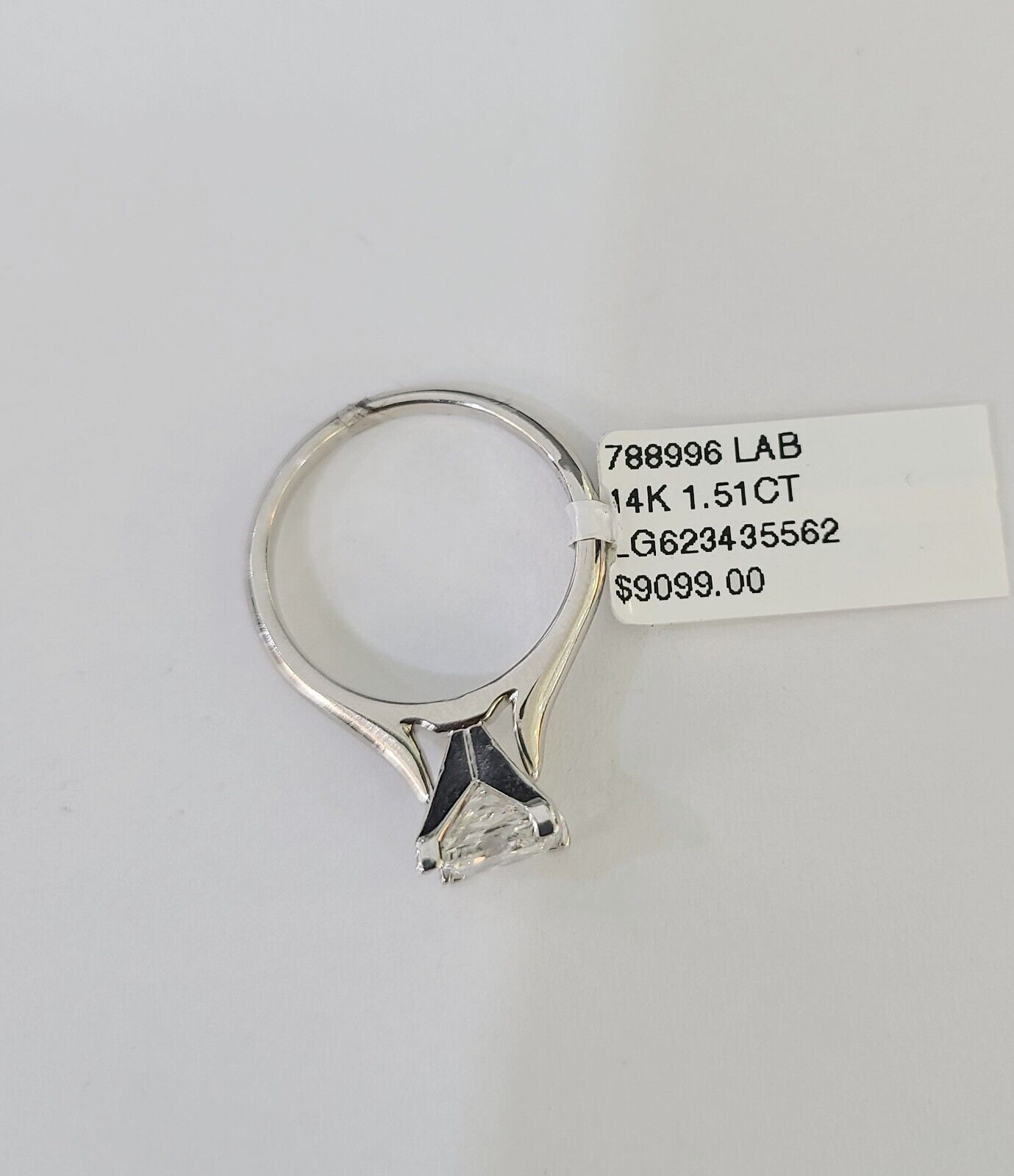 REAL 14k White Gold Square Diamond Ring Lab Created Ladies Wedding Engagement - GoldenlinQ