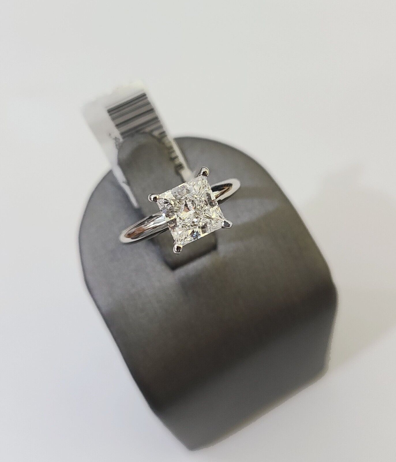 REAL 14k White Gold Square Diamond Ring Lab Created Ladies Wedding Engagement - GoldenlinQ