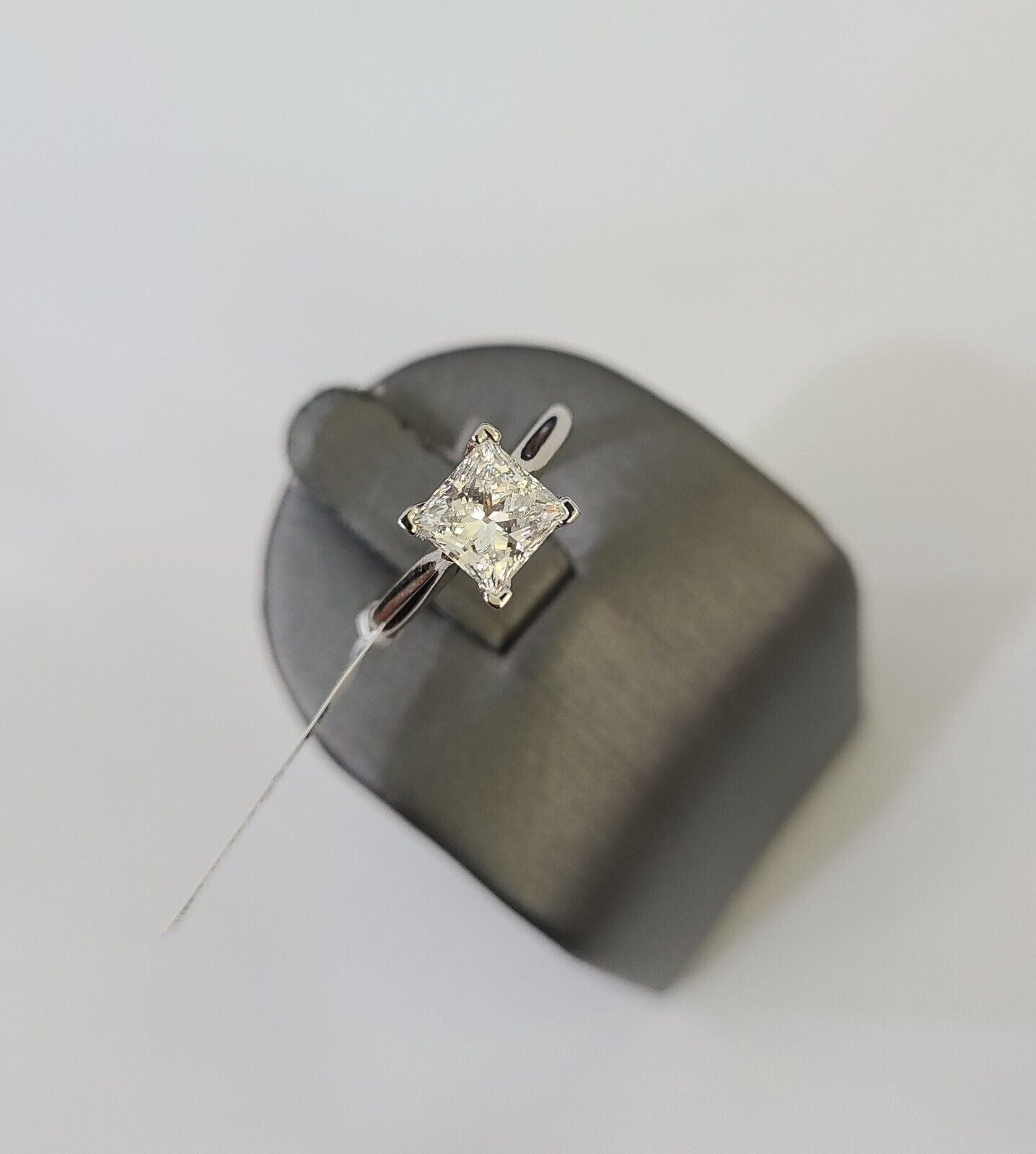 REAL 14k White Gold Square Diamond Ring Lab Created Ladies Wedding Engagement - GoldenlinQ