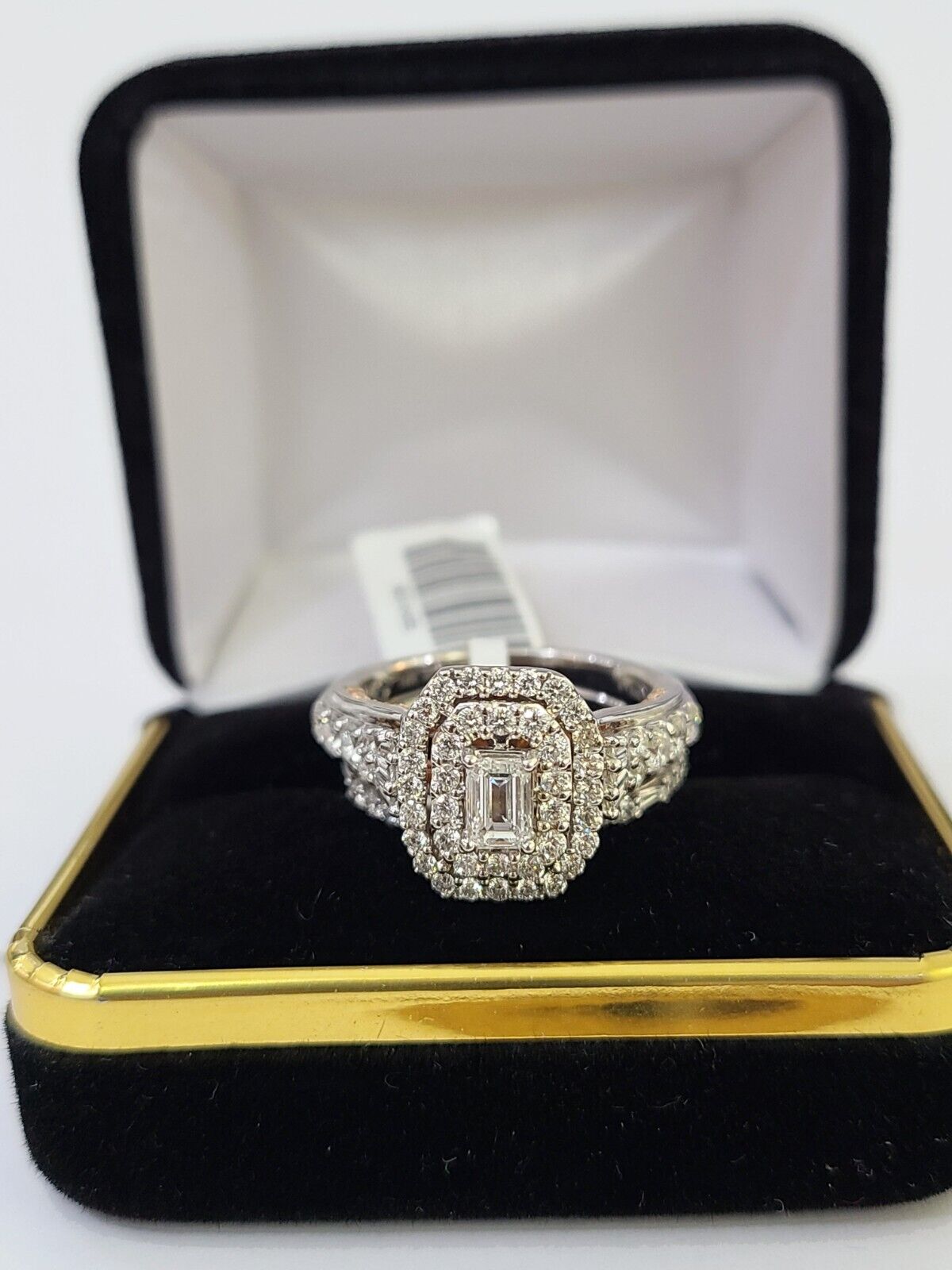 REAL 14k White Rose Gold Diamond Ring Octagonal Shaped Ladies Wedding Engagement - GoldenlinQ