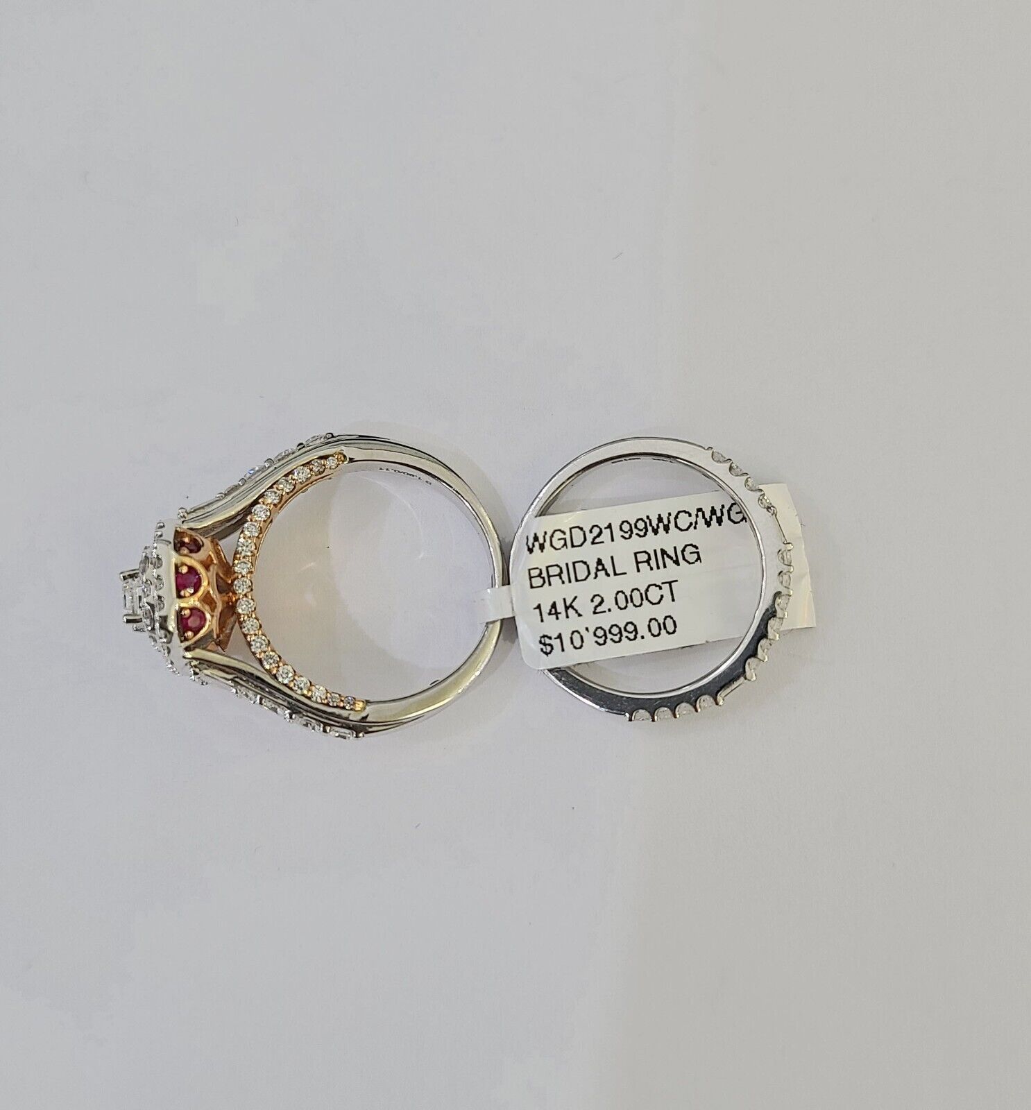 REAL 14k White Rose Gold Diamond Ring Octagonal Shaped Ladies Wedding Engagement - GoldenlinQ