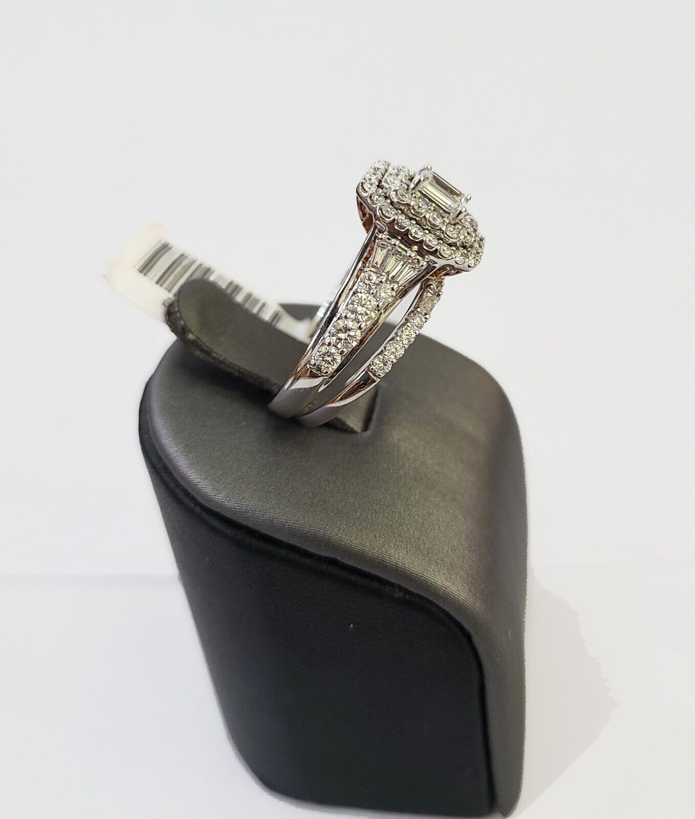 REAL 14k White Rose Gold Diamond Ring Octagonal Shaped Ladies Wedding Engagement - GoldenlinQ