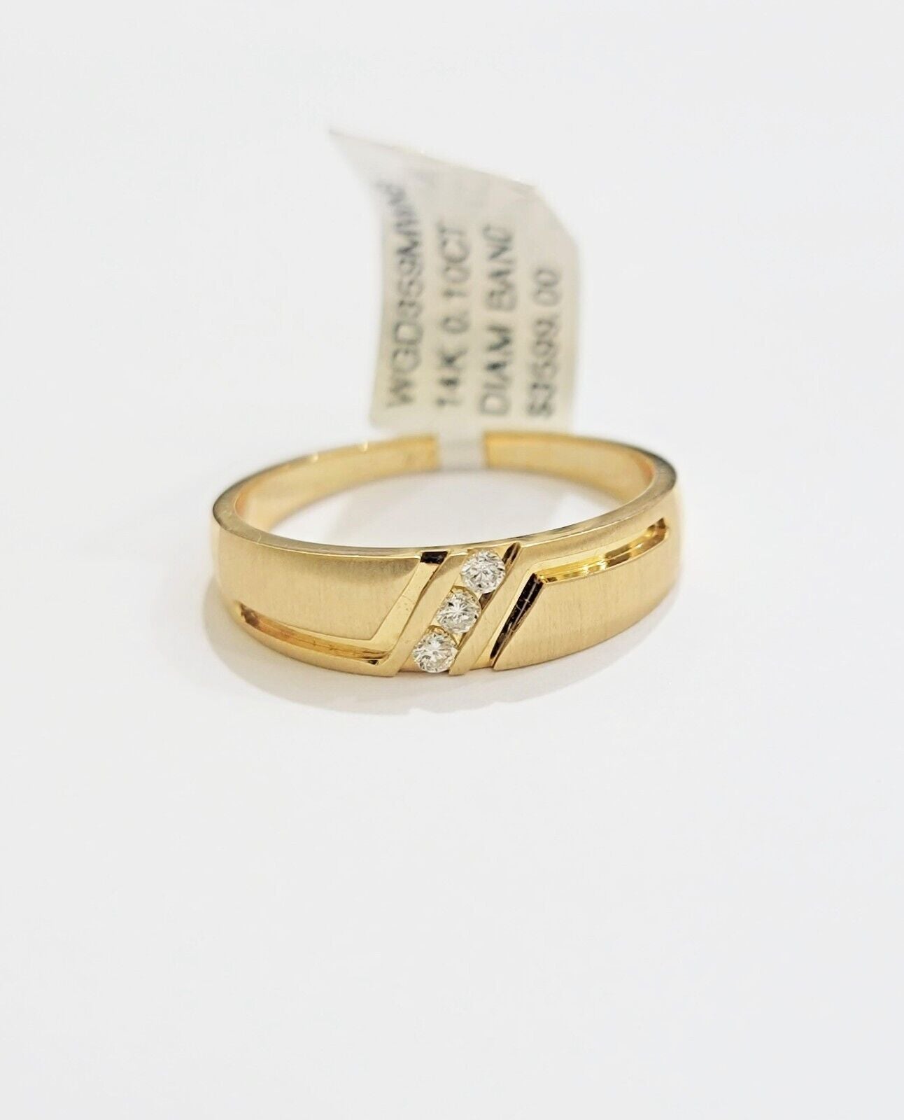 Real 14k Yellow Diamond Ring Mens Band 0.10 Ct Round Cut Wedding Engagement Size - GoldenlinQ