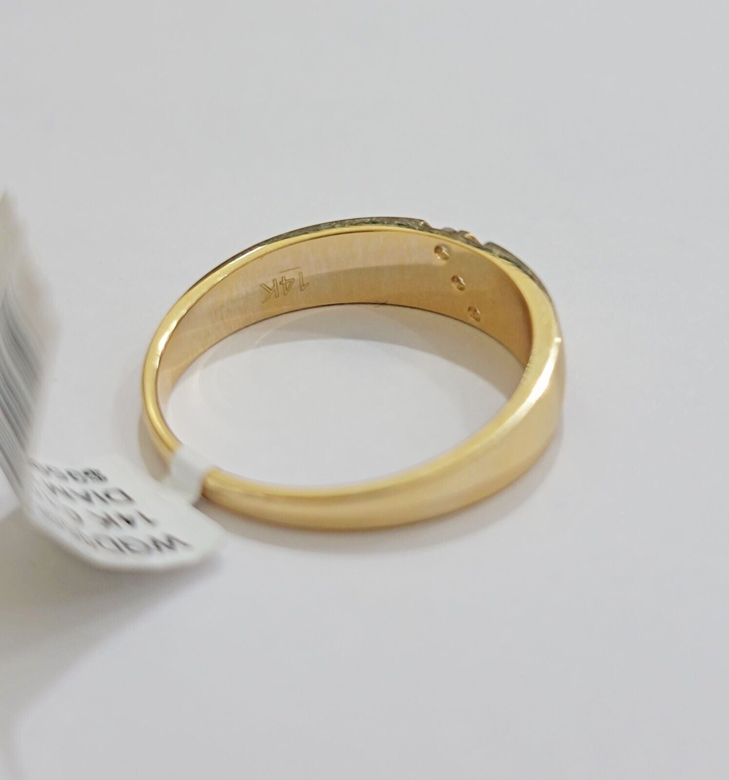 Real 14k Yellow Diamond Ring Mens Band 0.10 Ct Round Cut Wedding Engagement Size - GoldenlinQ