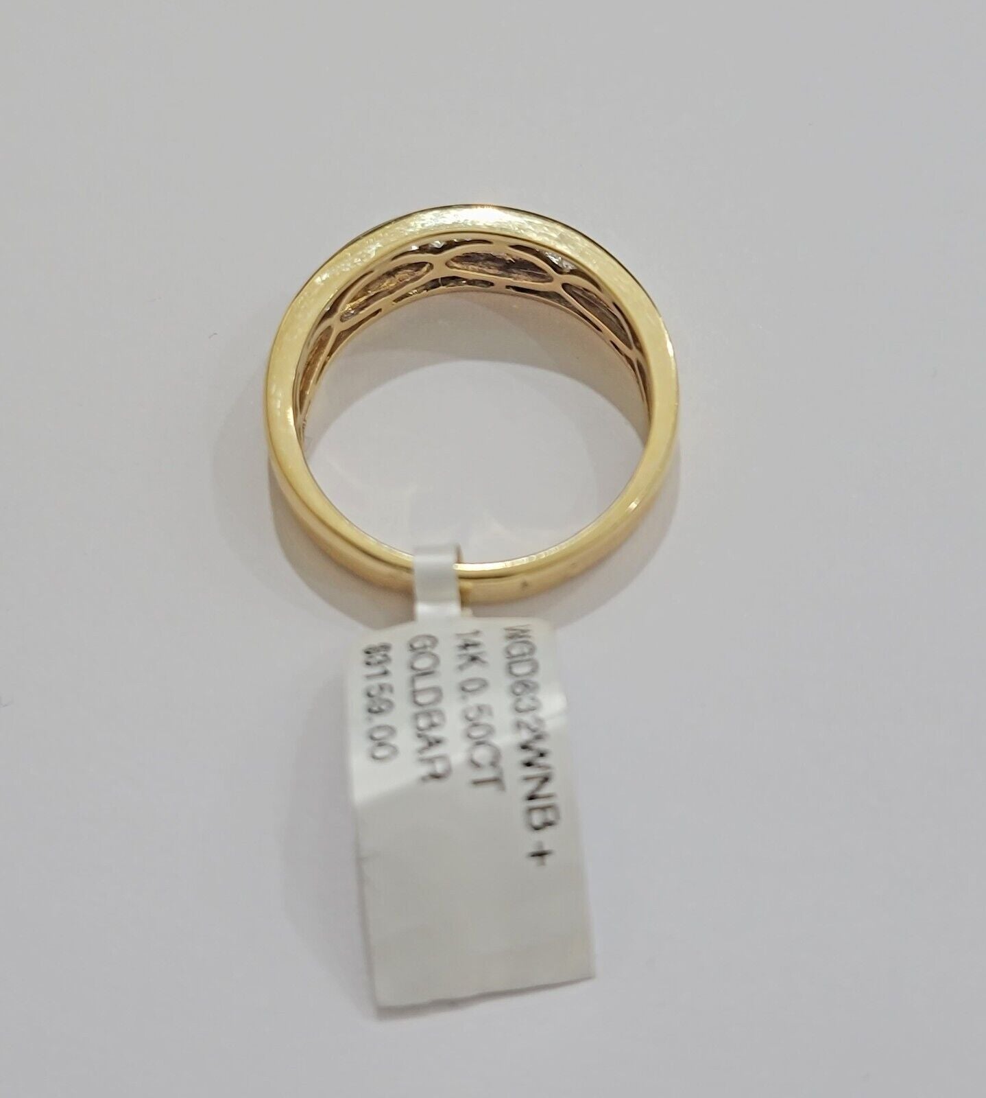 Real 14k Yellow Diamond Ring Mens Band 1/2Ct Round Cut Wedding Engagement Size10 - GoldenlinQ