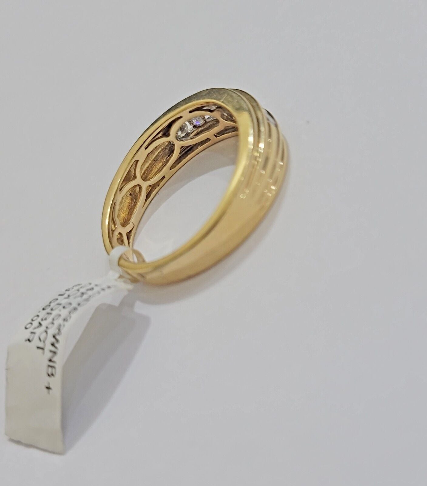 Real 14k Yellow Diamond Ring Mens Band 1/2Ct Round Cut Wedding Engagement Size10 - GoldenlinQ