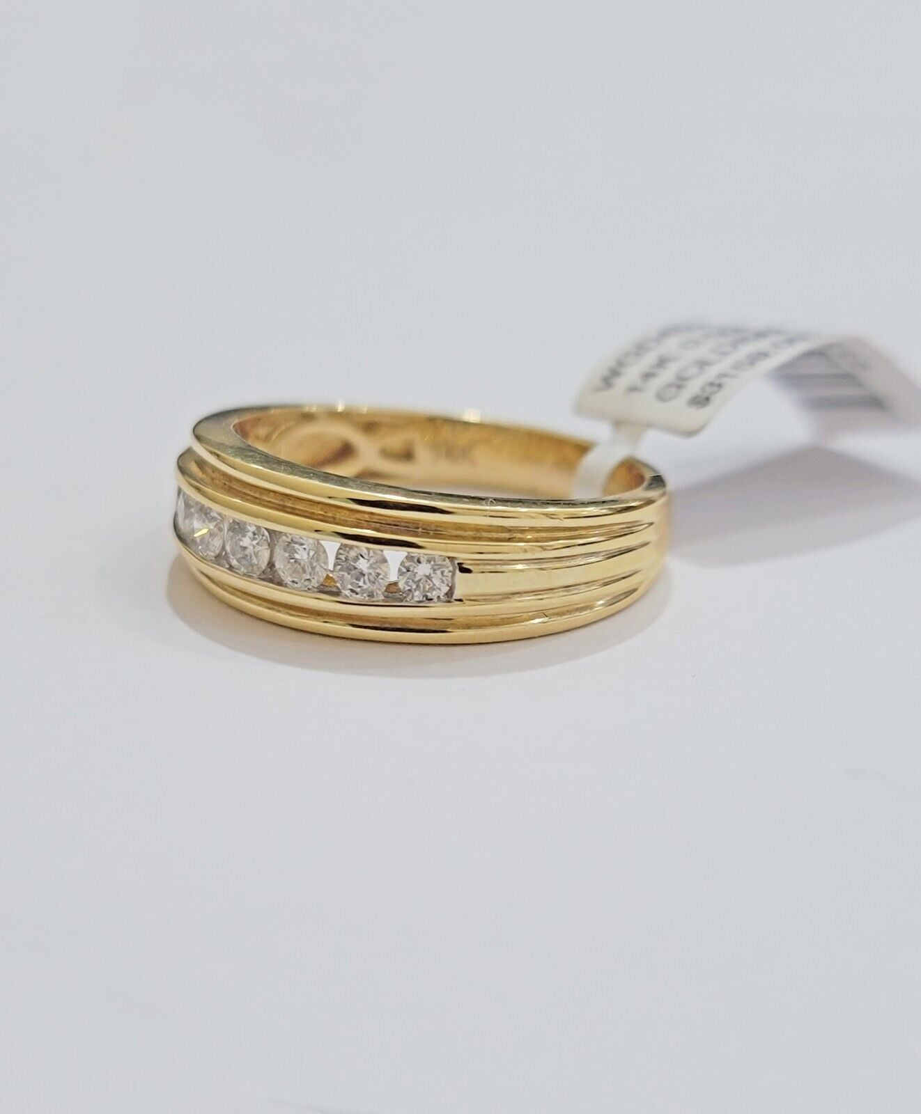 Real 14k Yellow Diamond Ring Mens Band 1/2Ct Round Cut Wedding Engagement Size10 - GoldenlinQ