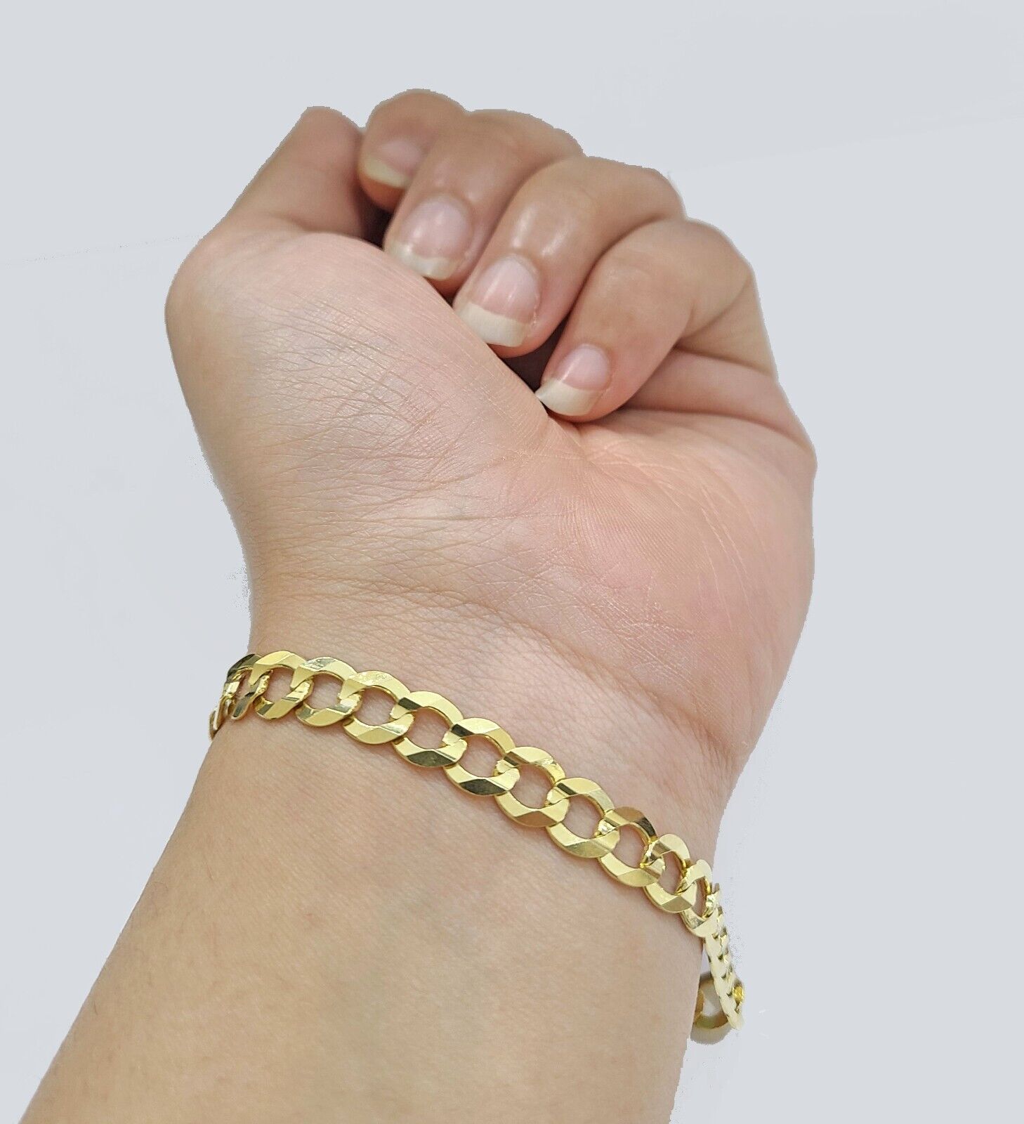 Real 14k Yellow Gold 7mm Cuban Curb Link Bracelet 9''inch 14kt Unisex - GoldenlinQ