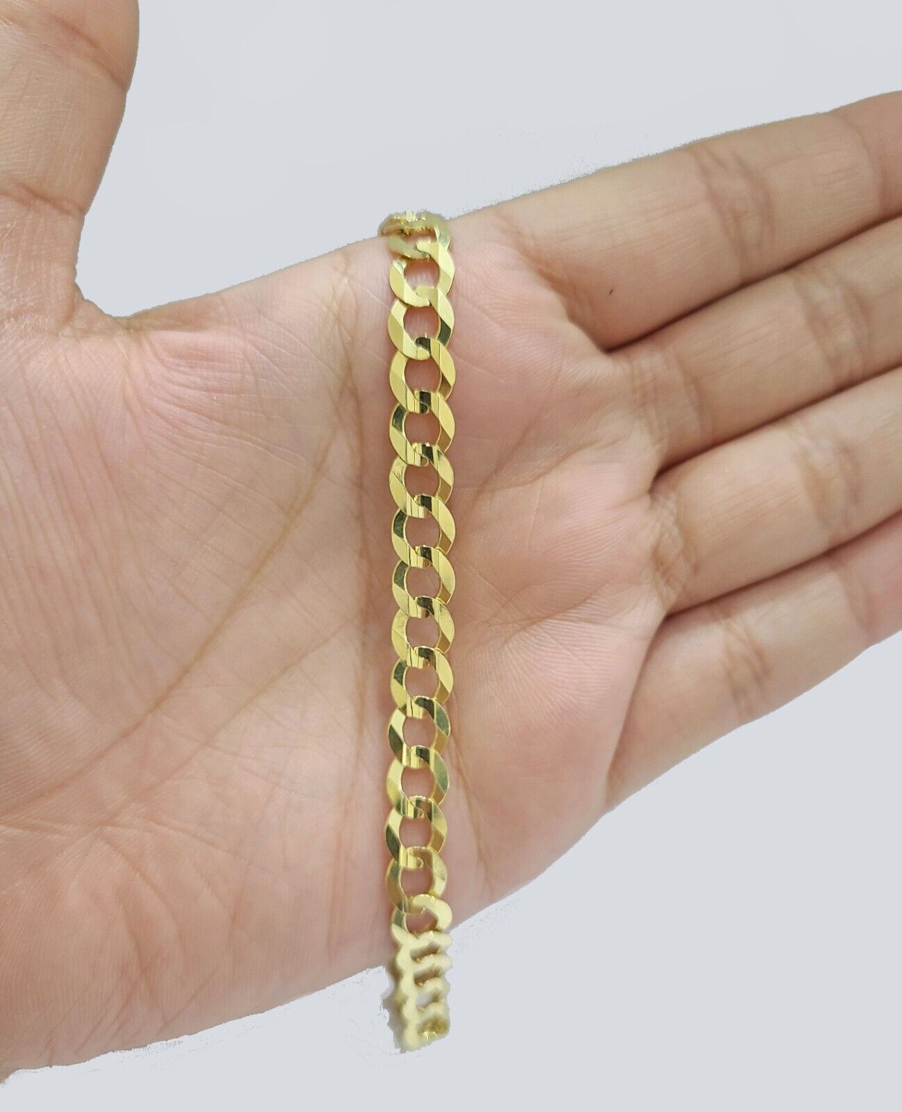 Real 14k Yellow Gold 7mm Cuban Curb Link Bracelet 9''inch 14kt Unisex - GoldenlinQ