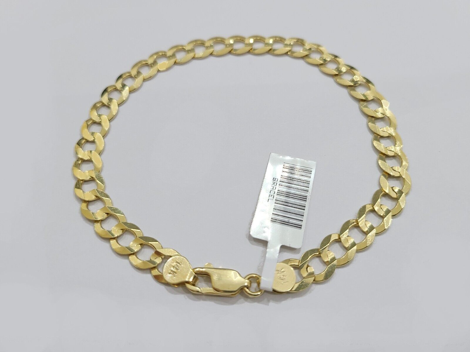 Real 14k Yellow Gold 7mm Cuban Curb Link Bracelet 9''inch 14kt Unisex - GoldenlinQ