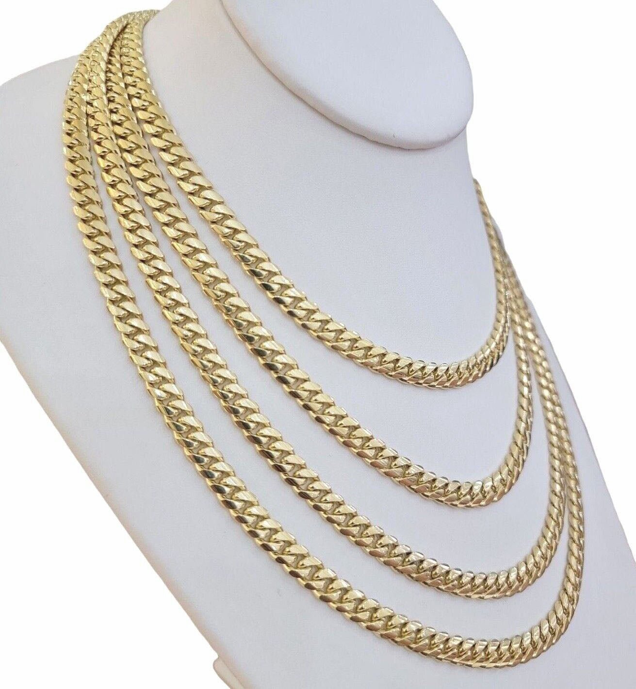 Real 14k Yellow Gold 7mm Miami Cuban Link Chain 24" Necklace Box Lock