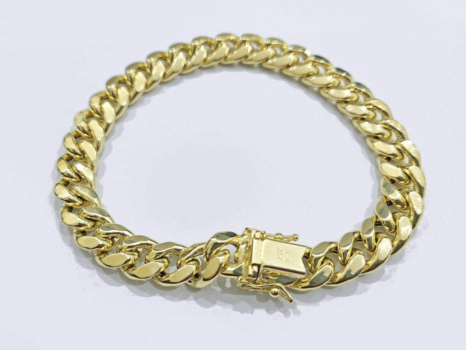 Real 14k Yellow Gold 9mm Miami Cuban Link Bracelet 8.5 ''inch 14kt Unisex - GoldenlinQ