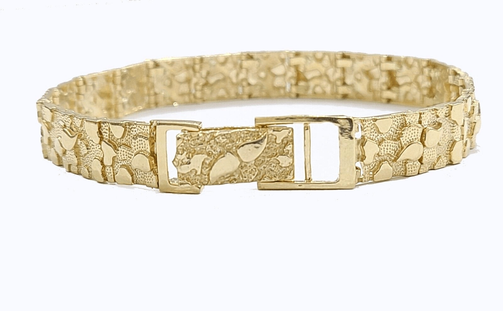 Real 14k Yellow Gold 9mm Nugget Bracelet 8.5" inch 14kt Unisex Men Women - GoldenlinQ
