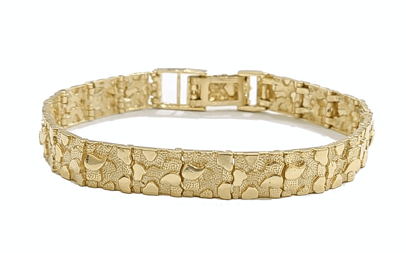 Real 14k Yellow Gold 9mm Nugget Bracelet 8.5" inch 14kt Unisex Men Women - GoldenlinQ