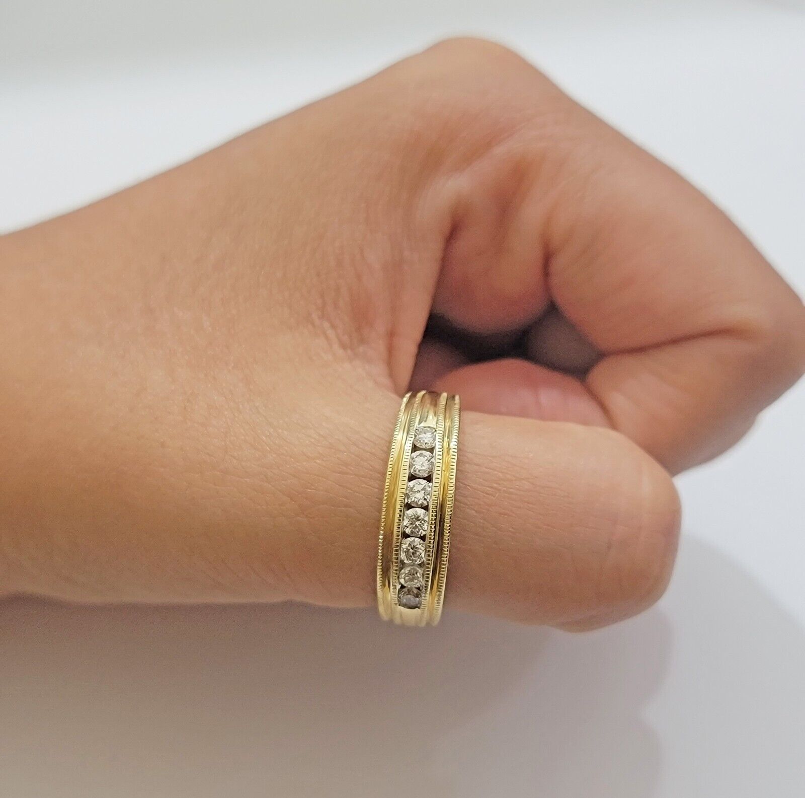 Real 14k Yellow Gold Band 1/2 CT Diamonds Men's Wedding Engagement Ring Size 10 - GoldenlinQ