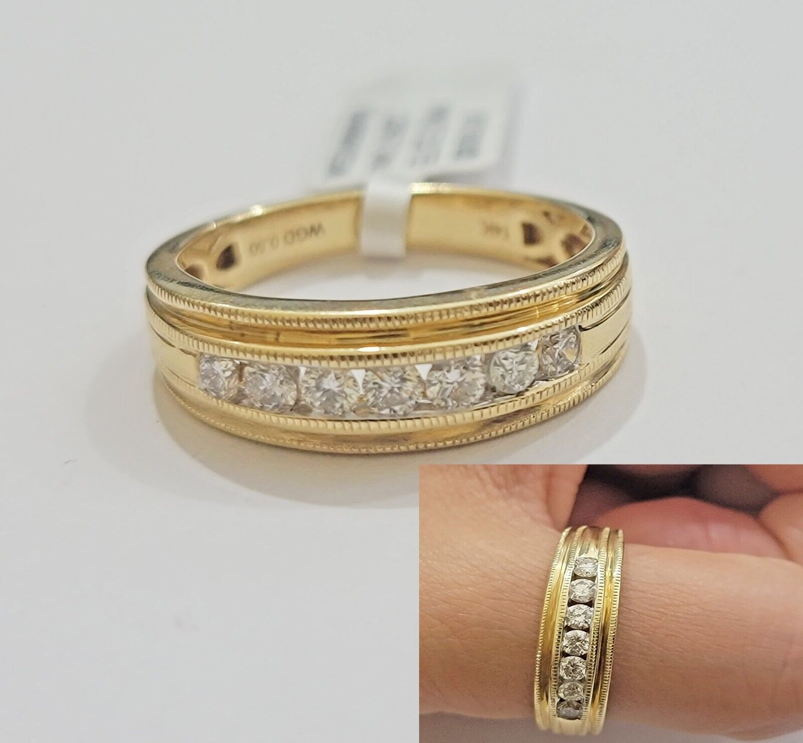 Real 14k Yellow Gold Band 1/2 CT Diamonds Men's Wedding Engagement Ring Size 10 - GoldenlinQ