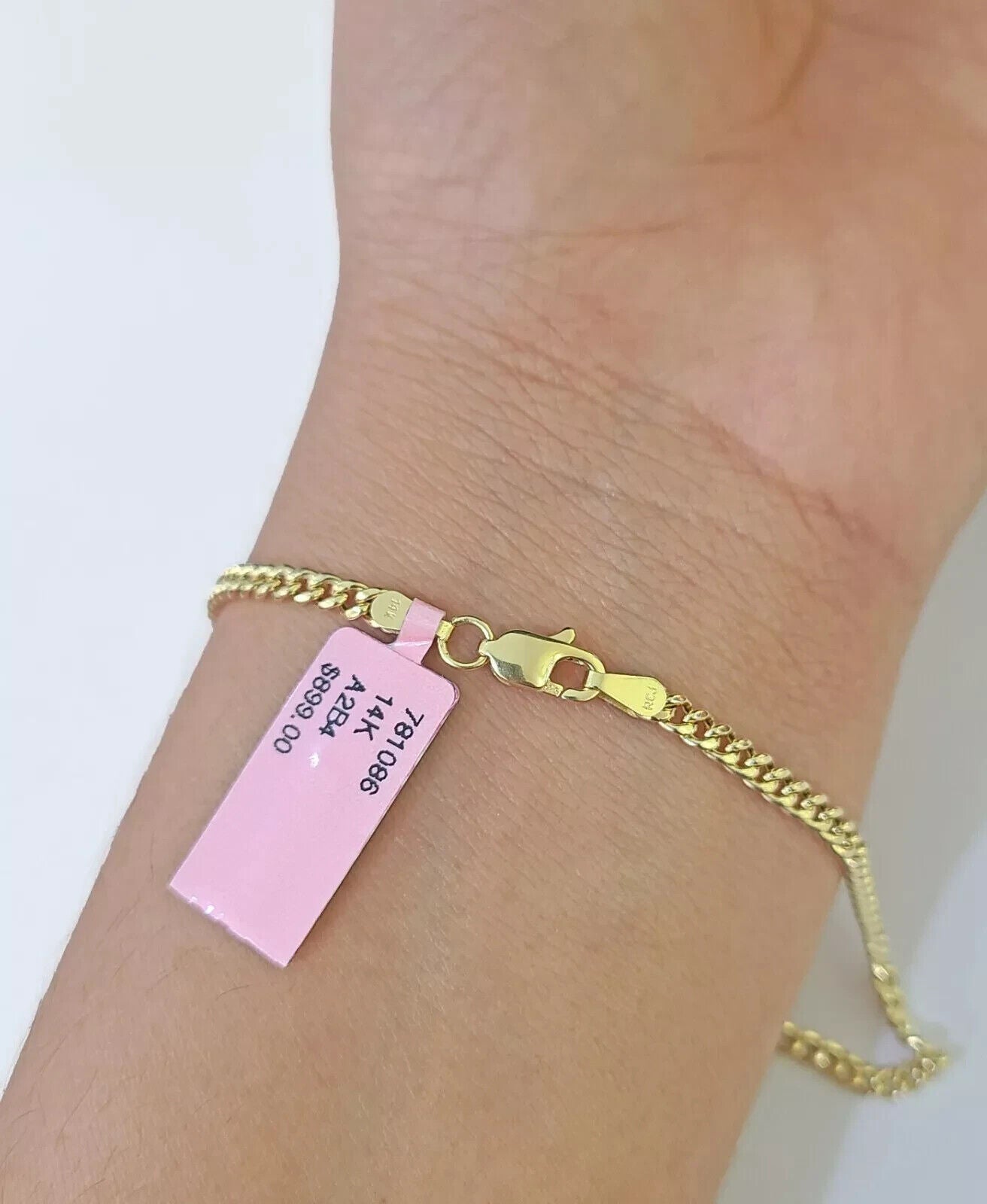 Real 14k Yellow Gold Bracelet 8 inch Miami Cuban Link 3mm 14kt For Women Ladies - GoldenlinQ