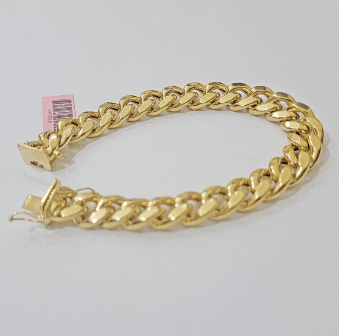 Real 14k Yellow Gold Bracelet 8 Inch Miami Cuban Link Box Clasp For Men's 14KT - GoldenlinQ