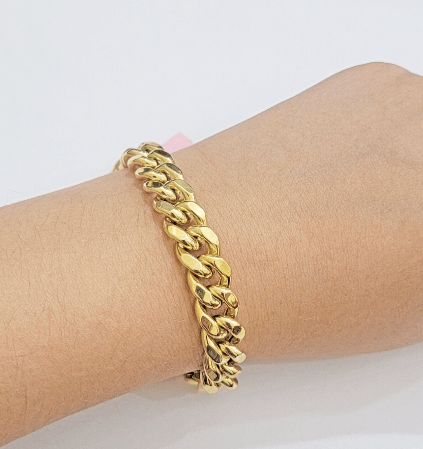 Real 14k Yellow Gold Bracelet 8 Inch Miami Cuban Link Box Clasp For Men's 14KT - GoldenlinQ