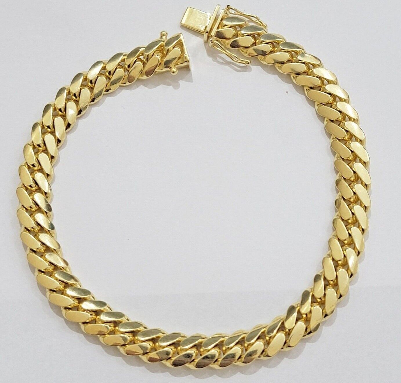 Real 14k Yellow Gold Bracelet 8mm Miami Cuban Link 7.5 - 9 Inch Mens 14kt SOLID - GoldenlinQ