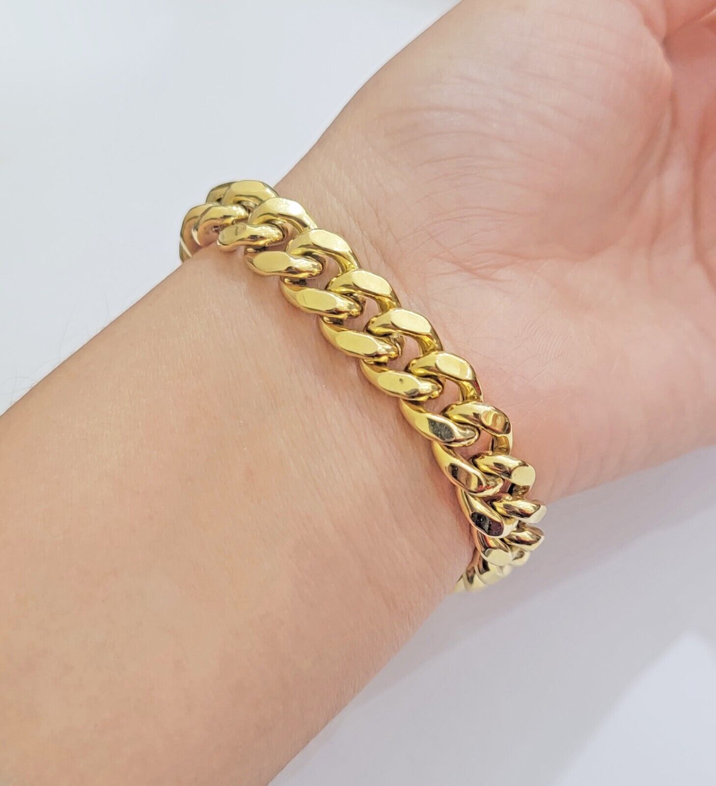 Real 14k Yellow Gold Bracelet 9 Inch Miami Cuban Link Box Clasp For Men's 14KT - GoldenlinQ