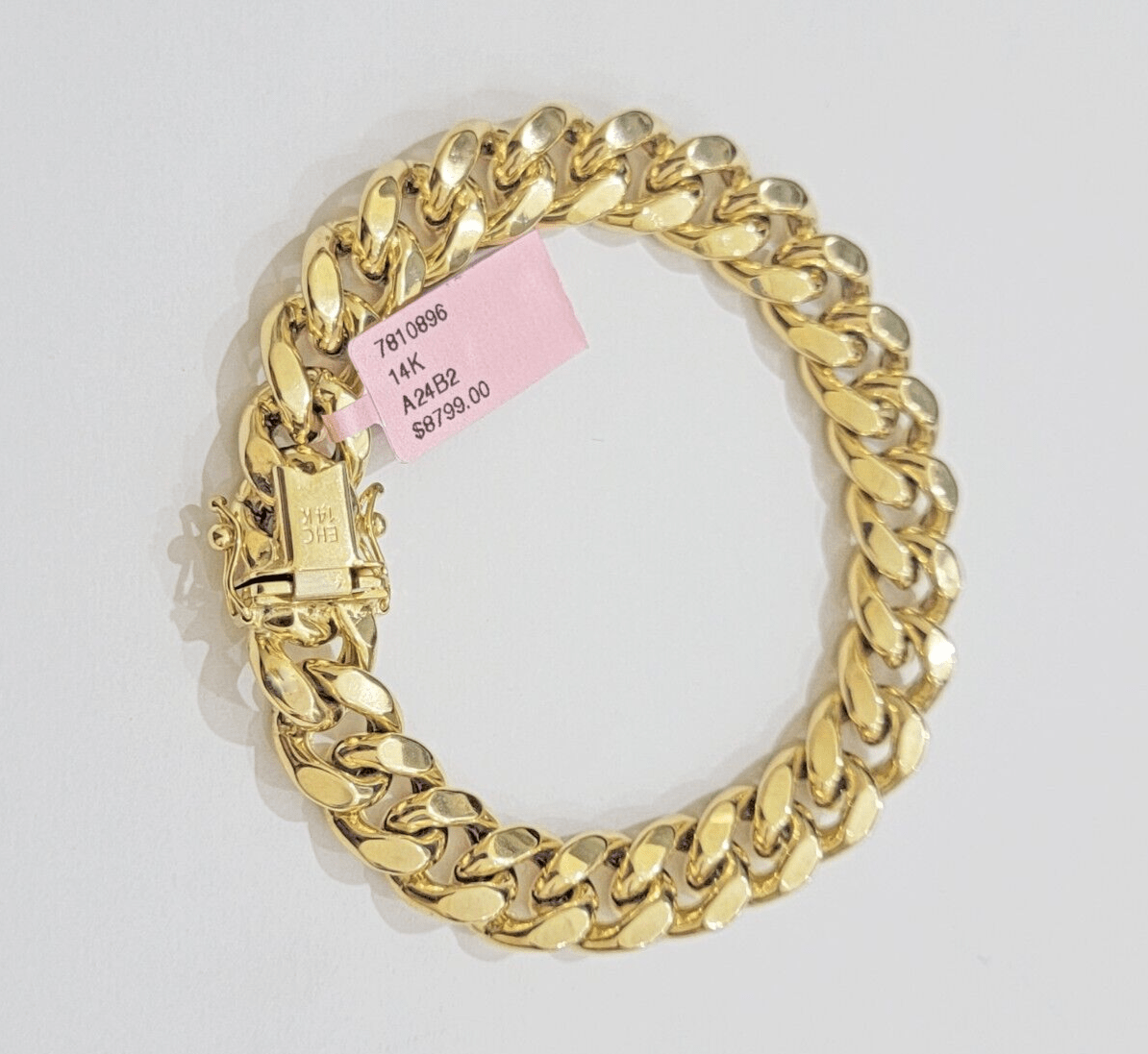 Real 14k Yellow Gold Bracelet 9 Inch Miami Cuban Link Box Clasp For Men's 14KT - GoldenlinQ
