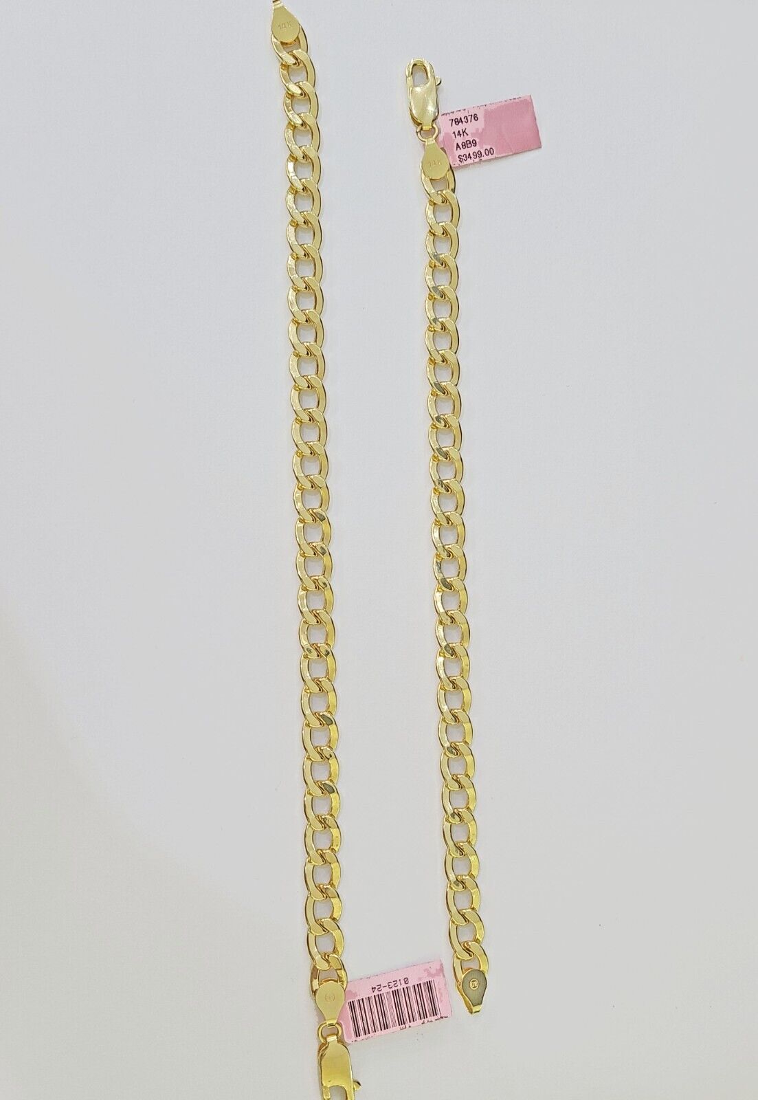 Real 14k Yellow Gold Bracelet Cuban Curb link 7mm 8" & 9 Inch 14 KT Men Women - GoldenlinQ