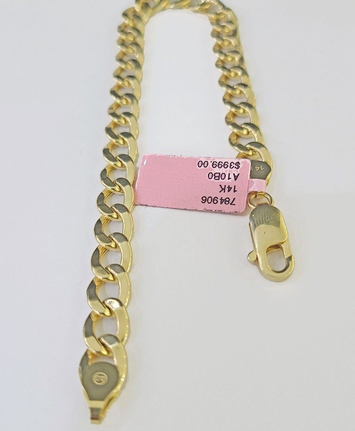 Real 14k Yellow Gold Bracelet Cuban Curb link 7mm 8" & 9 Inch 14 KT Men Women - GoldenlinQ