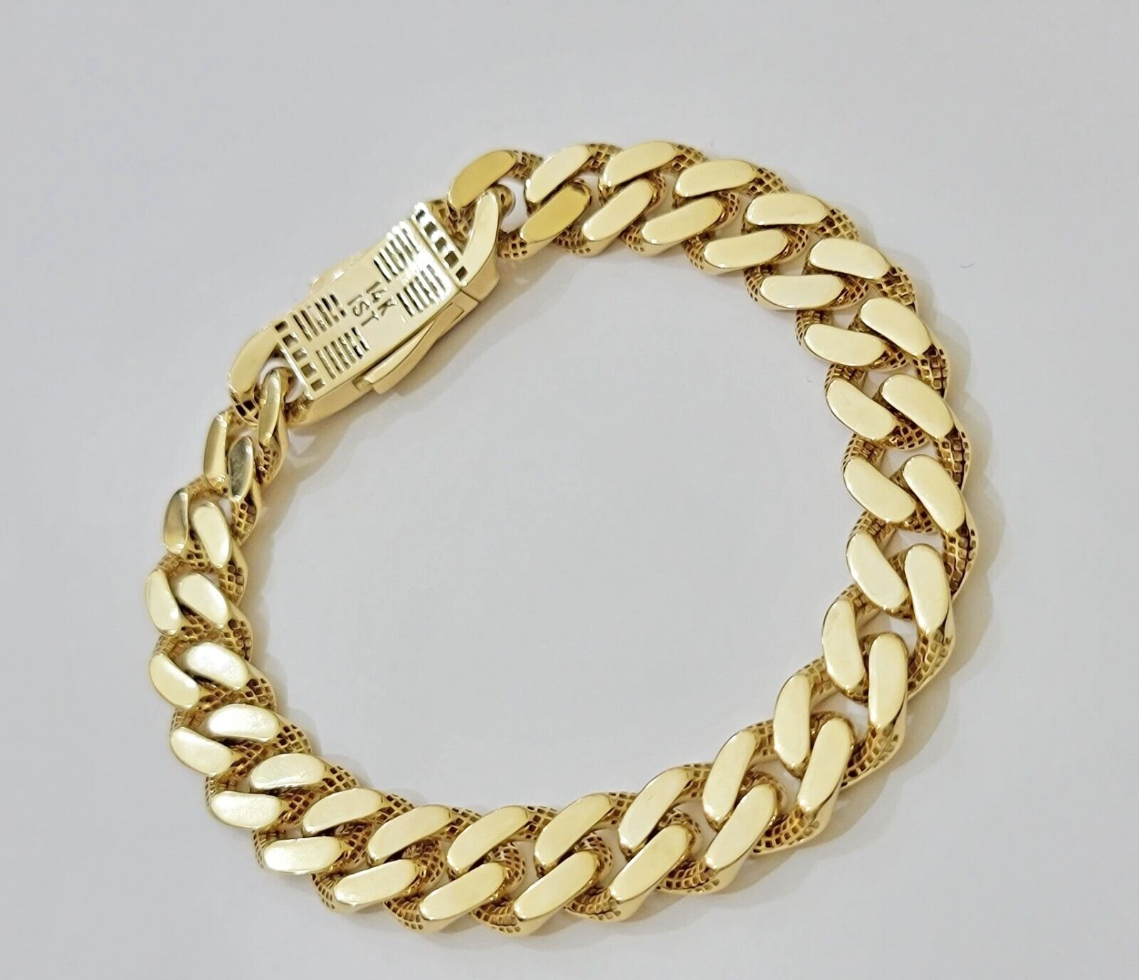 Real 14k Yellow Gold Bracelet Link Royal Monaco Cuban Link 7mm - 11mm 8 /8.5 Inch - GoldenlinQ