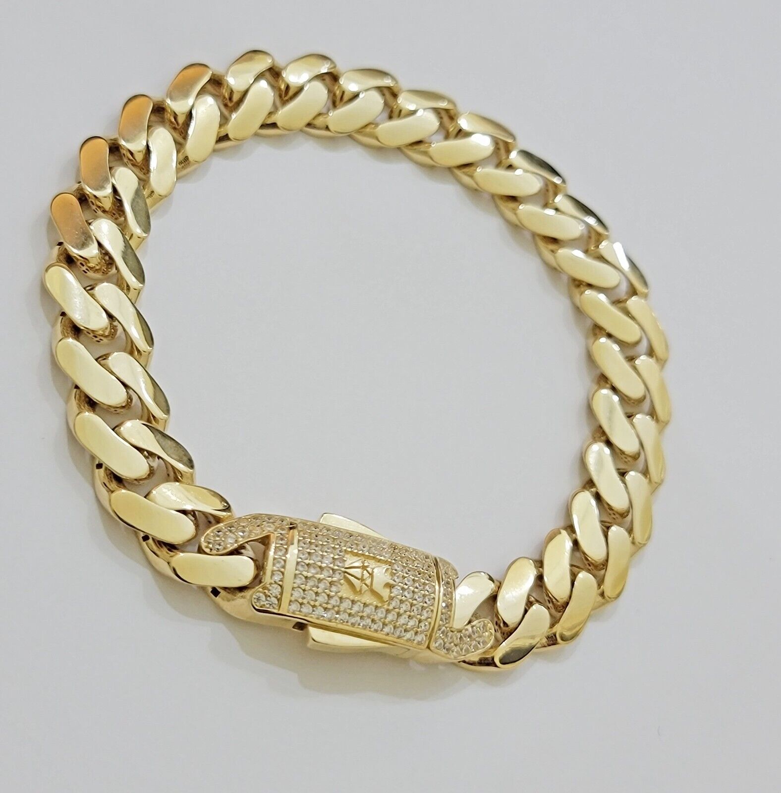Real 14k Yellow Gold Bracelet Link Royal Monaco Cuban Link 7mm - 11mm 8 /8.5 Inch - GoldenlinQ