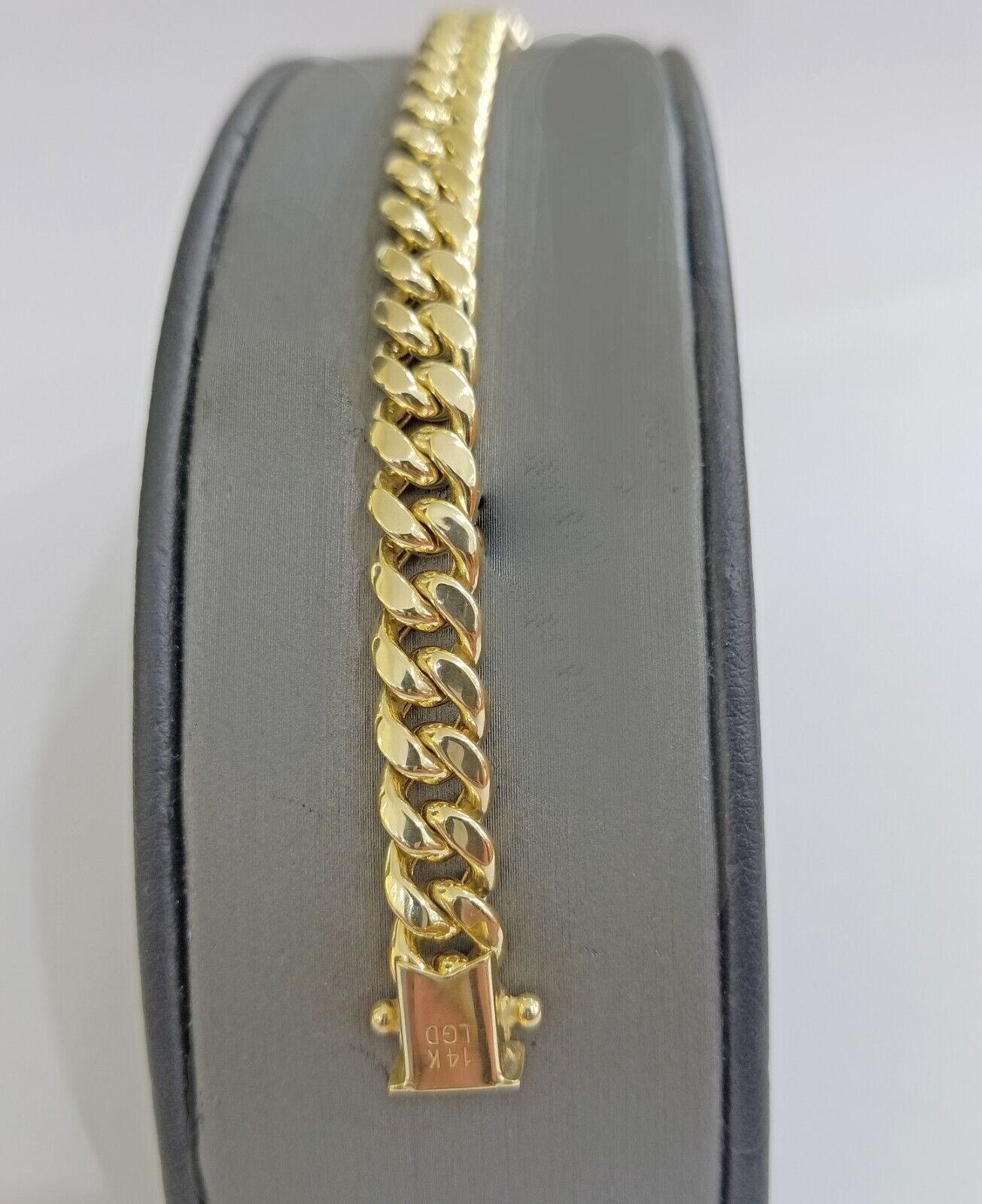 Real 14K Yellow Gold Bracelet Miami Cuban 8" Inch 7mm 14kt Gold Pura Oro - GoldenlinQ