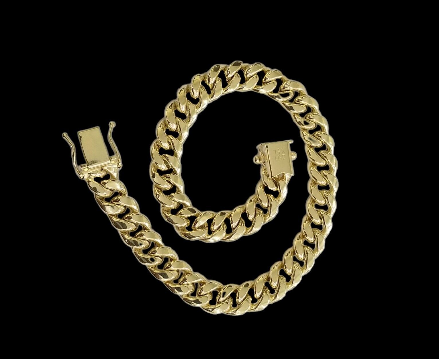 Real 14K Yellow Gold Bracelet Miami Cuban 8" Inch 7mm 14kt Gold Pura Oro - GoldenlinQ