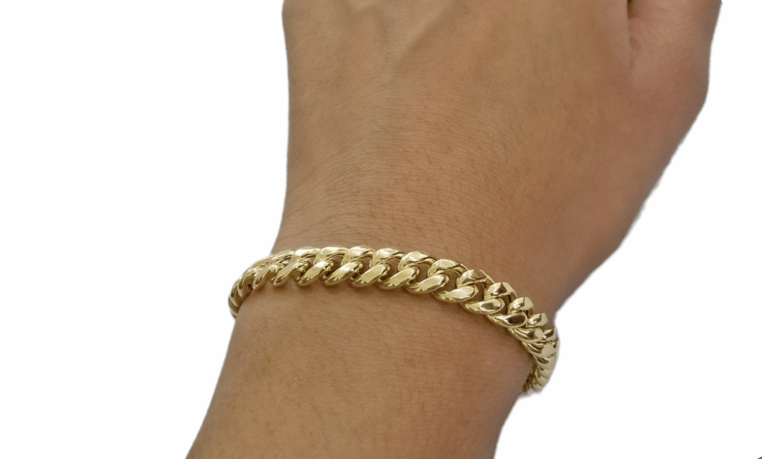 Real 14K Yellow Gold Bracelet Miami Cuban 8" Inch 7mm 14kt Gold Pura Oro - GoldenlinQ