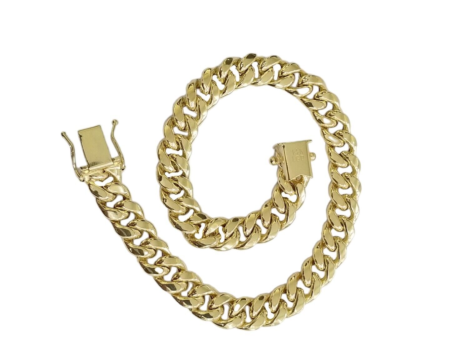 Real 14K Yellow Gold Bracelet Miami Cuban 8" Inch 7mm 14kt Gold Pura Oro - GoldenlinQ