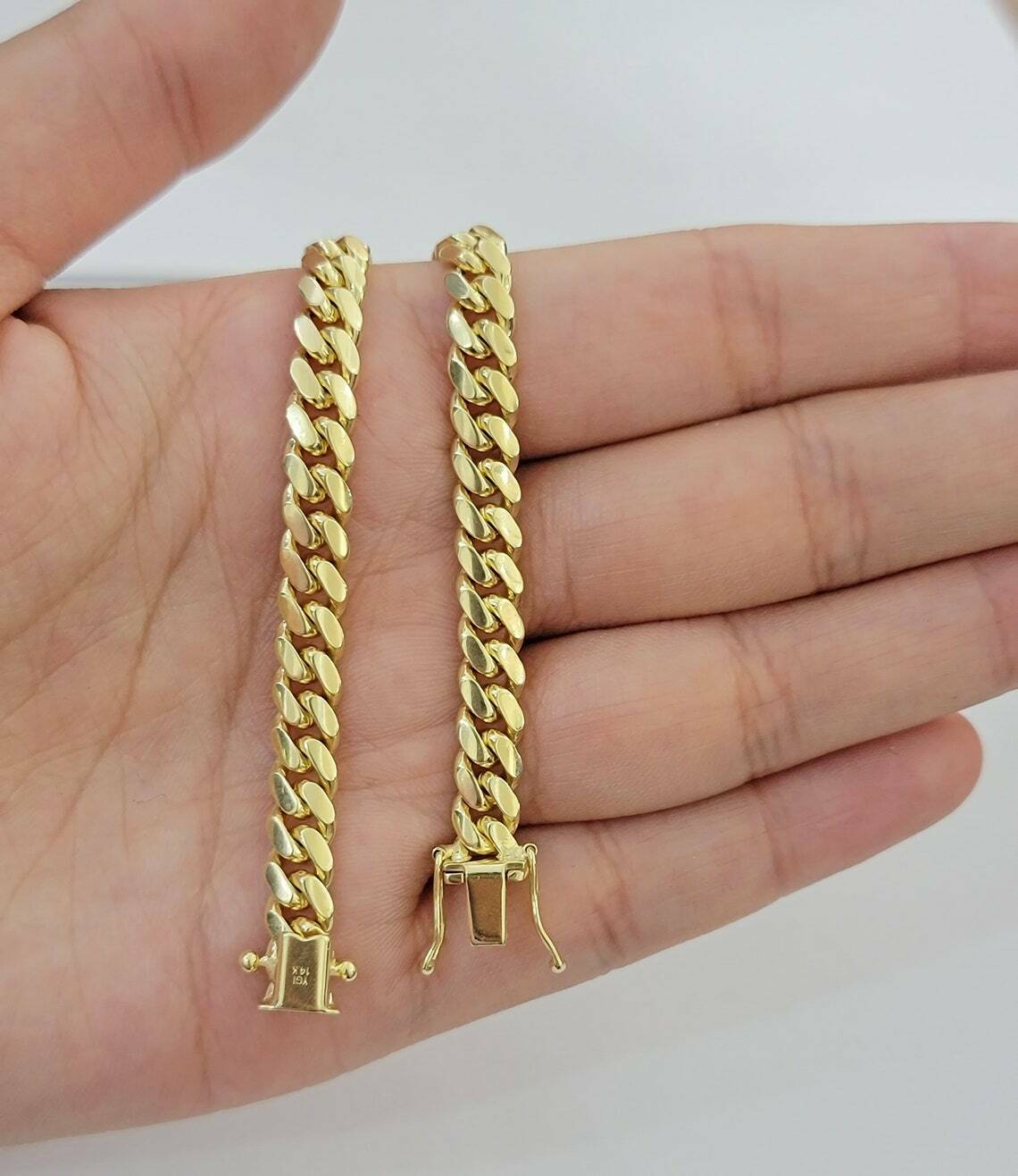 Real 14k Yellow Gold Bracelet Solid Miami Cuban Link With Box Lock 6mm 8" inch - GoldenlinQ