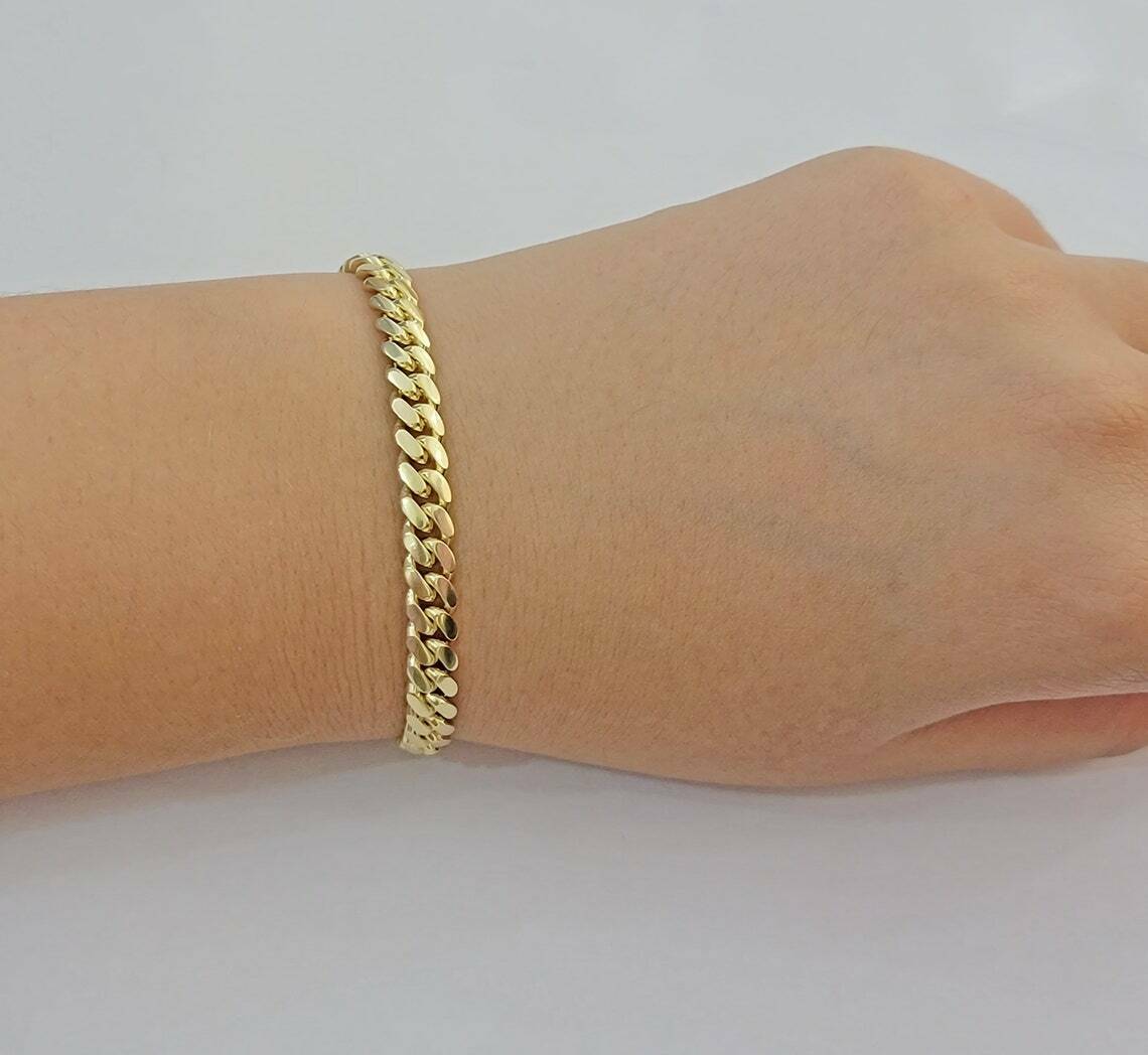 Real 14k Yellow Gold Bracelet Solid Miami Cuban Link With Box Lock 6mm 8" inch - GoldenlinQ