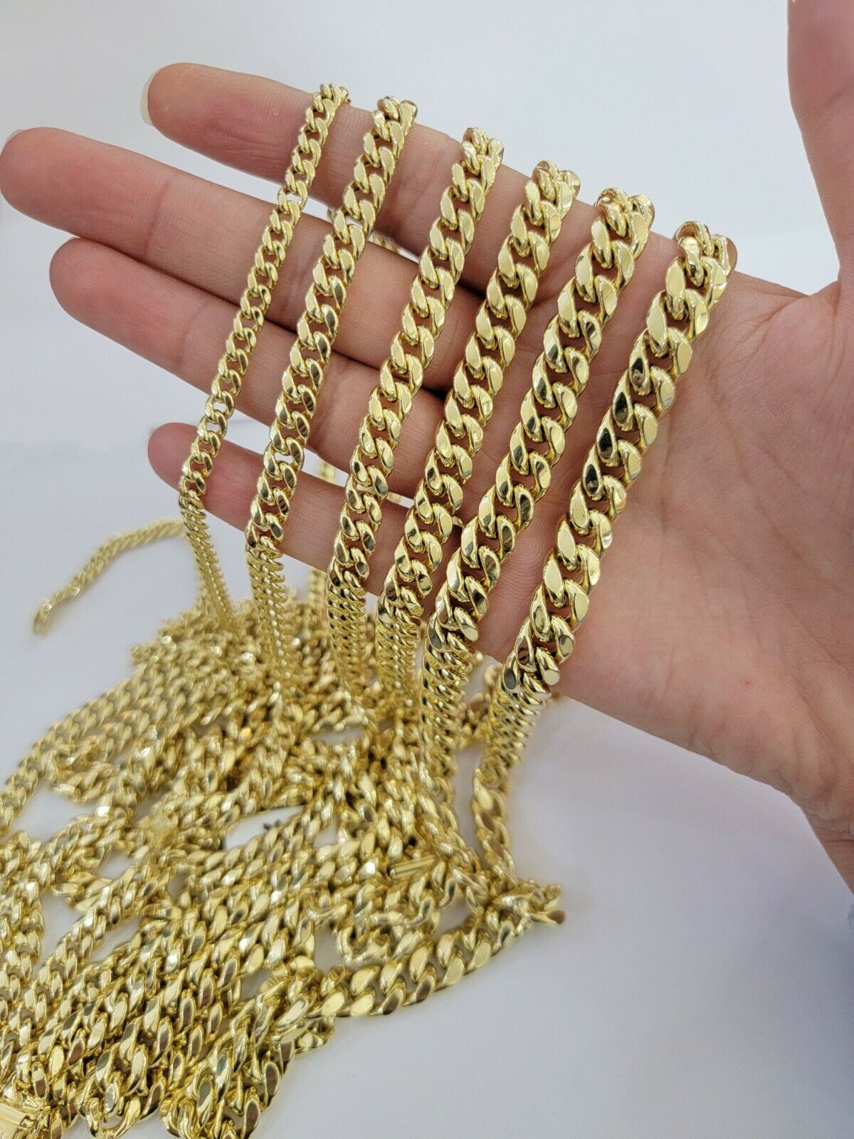 Real 14k Yellow Gold chain Miami Cuban Link Necklace 6mm - 9mm 8" - 30" Inch ,Strong - GoldenlinQ
