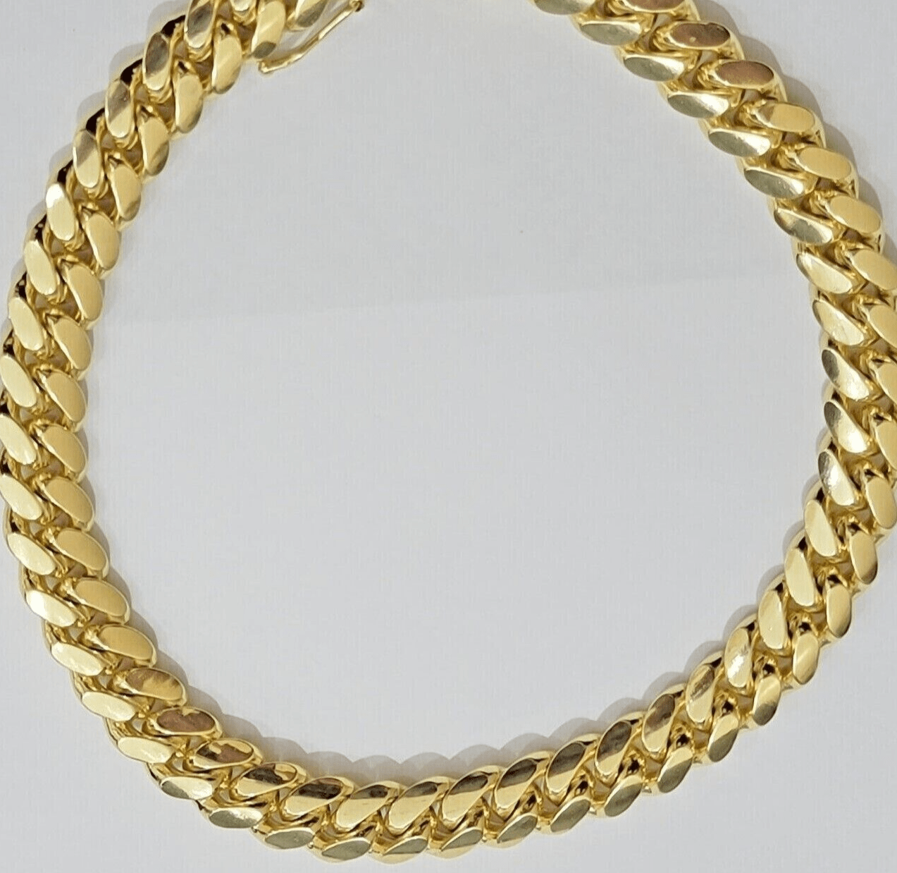 Real 14k Yellow Gold Chain Miami Cuban Link Necklace Men Solid 8mm 18 Inch Short - GoldenlinQ
