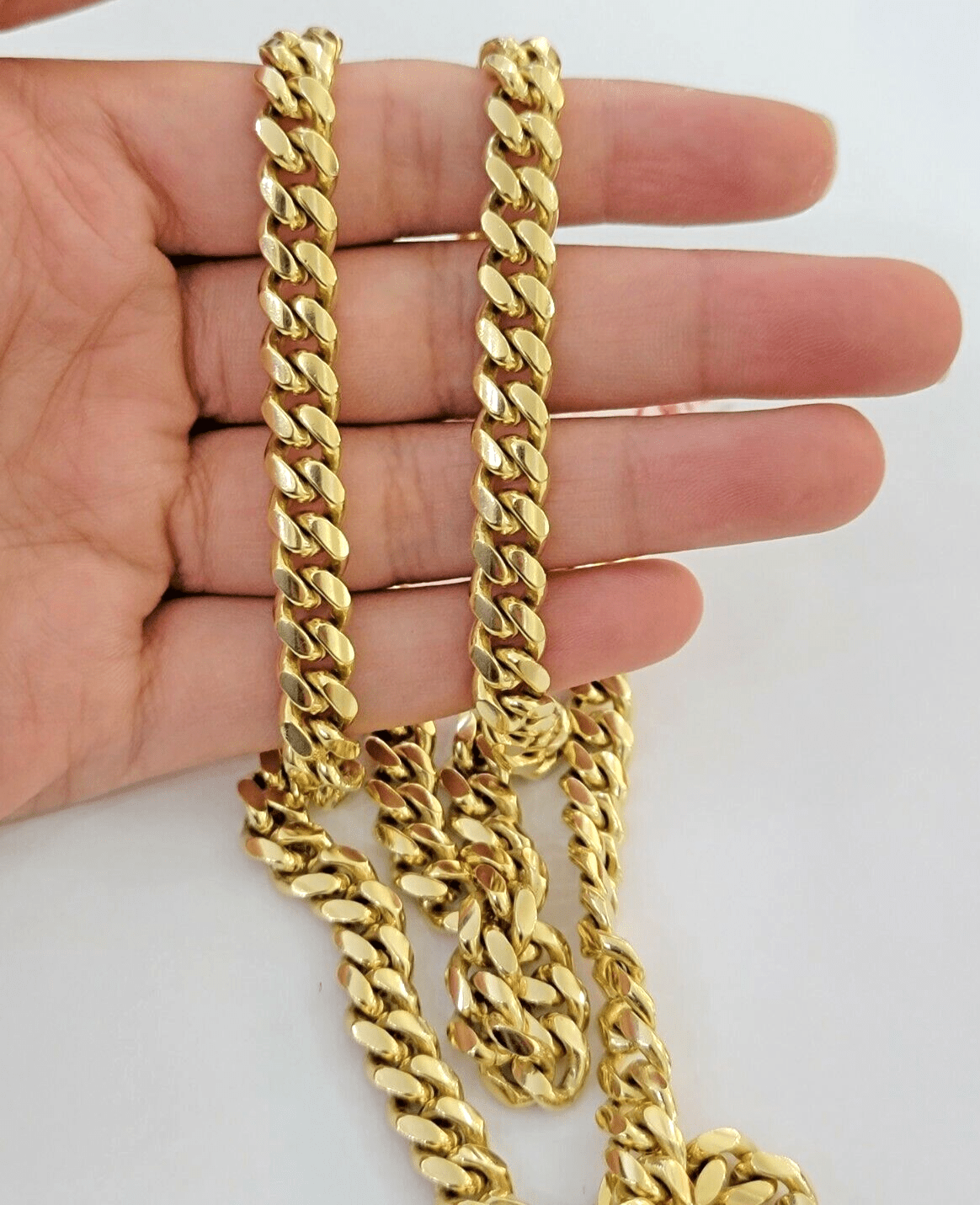 Real 14k Yellow Gold Chain Miami Cuban Link Necklace Men Solid 8mm 18 Inch Short - GoldenlinQ