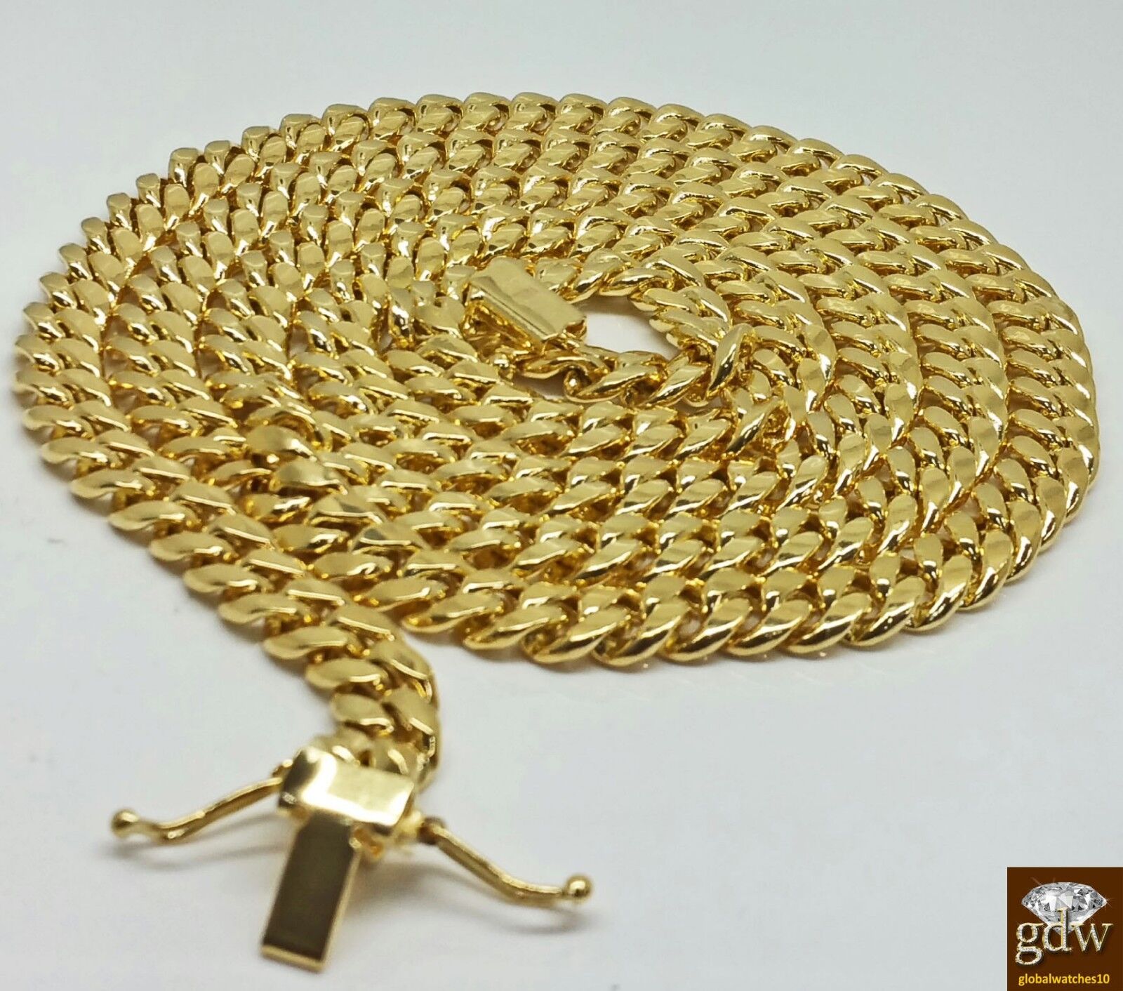 Real 14K Yellow Gold Chain Necklace 24 inch Miami Cuban Link 8mm Mens 14KT SALE - GoldenlinQ